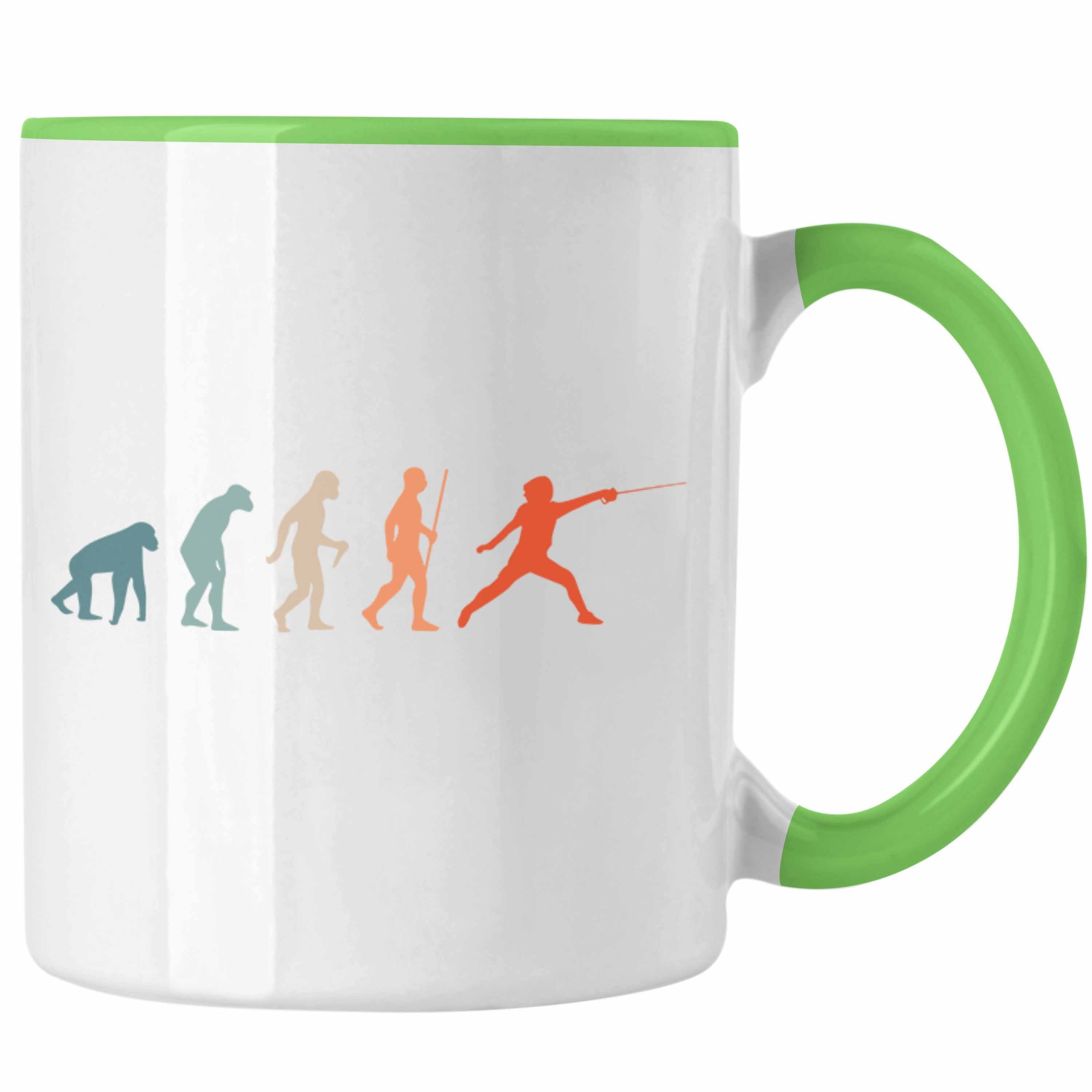 Trendation Tasse Lustige Fechten-Tasse Geschenk für Fechter Evolution Grün