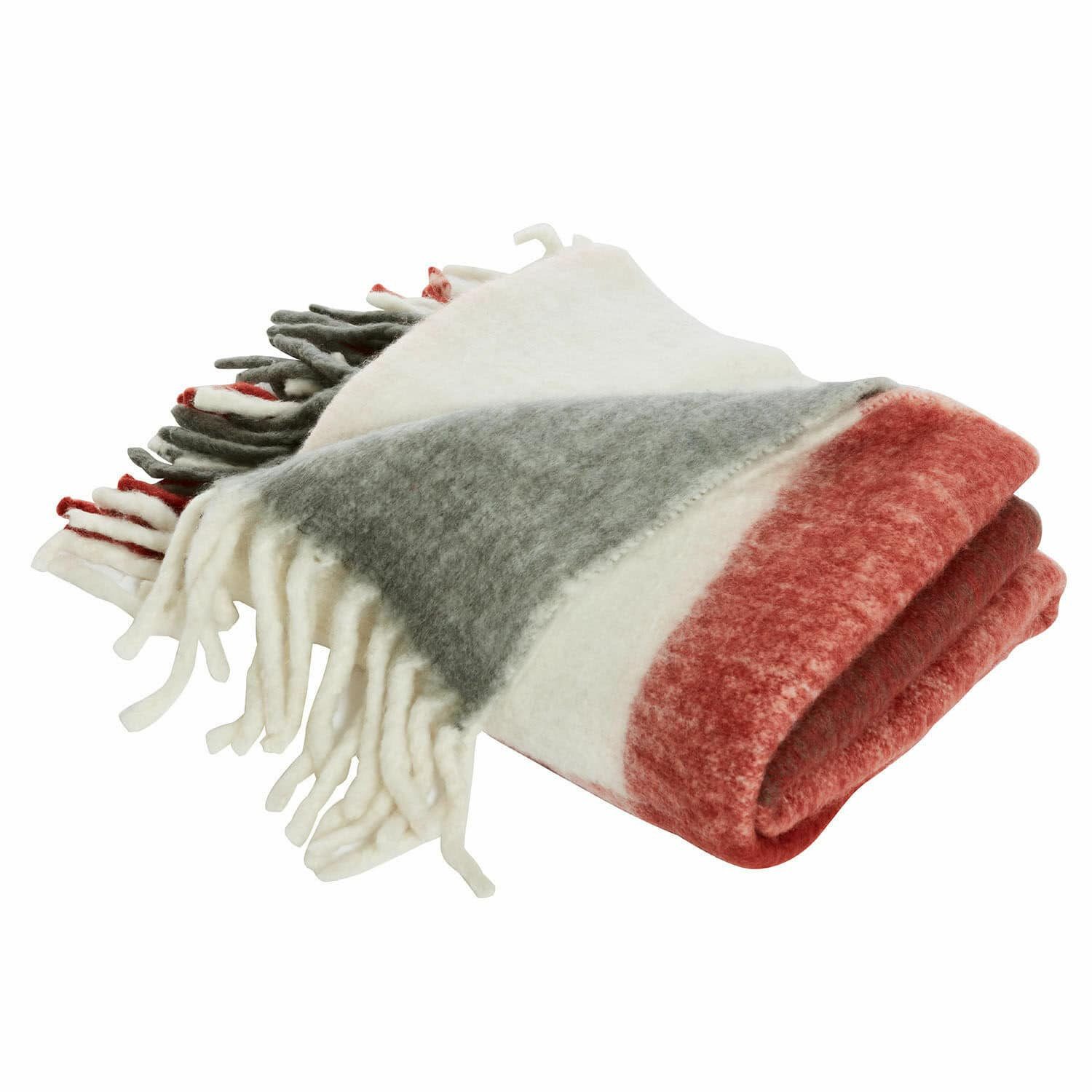 Tagesdecke Plaid McGreg rot/weiß/grau
