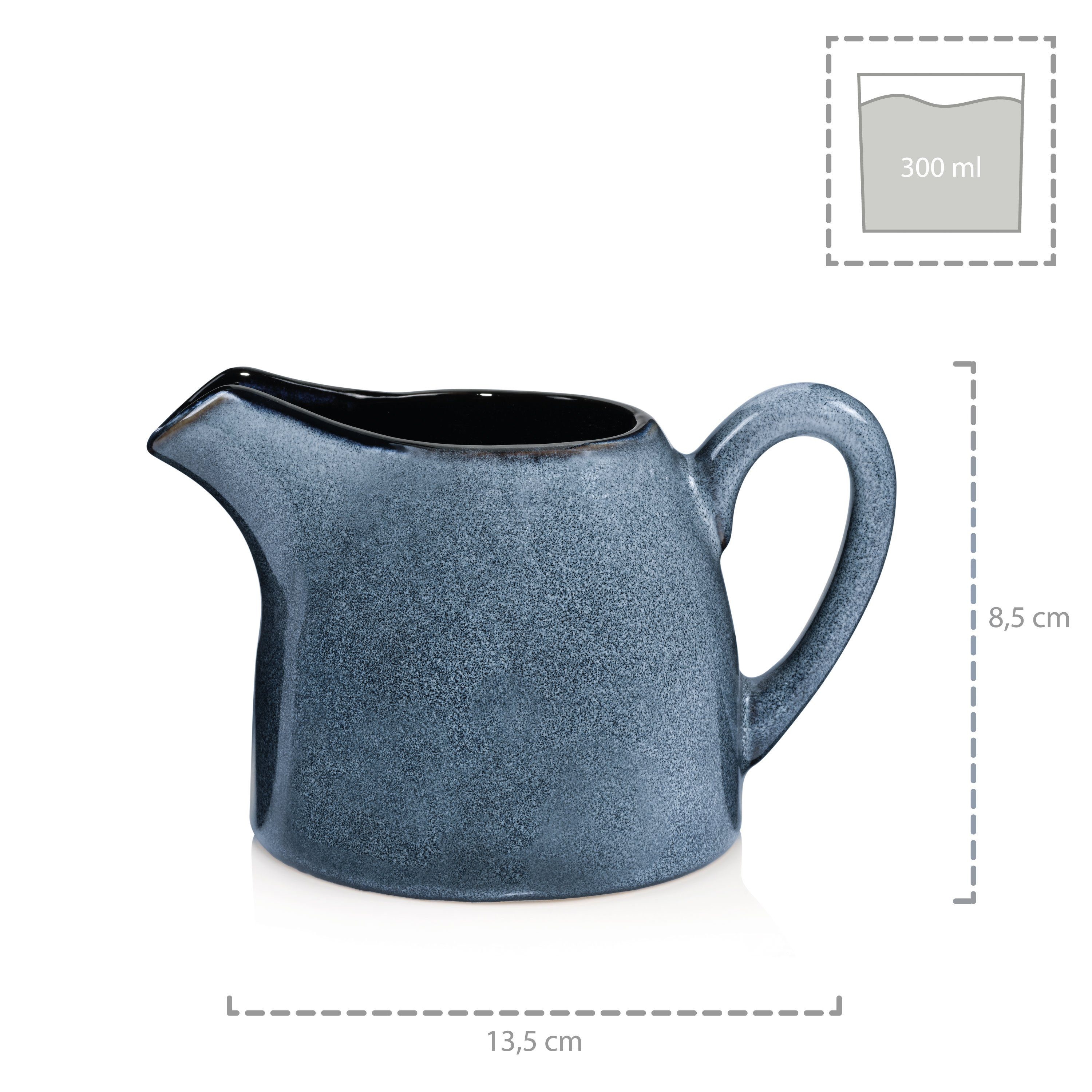 SÄNGER Milch- und Zuckerset Darwin (2-tlg), Steingut, Handmade, Blau, Premium Collection – Bild 4 von 5
