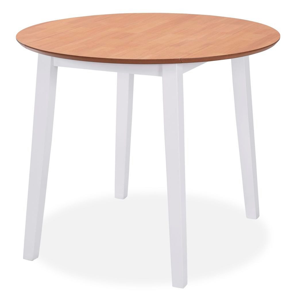 vidaXL Sitzgruppe Essgruppe 3-tlg MDF und Gummibaumholz Weiß Esstisch Stühle Esszimmer