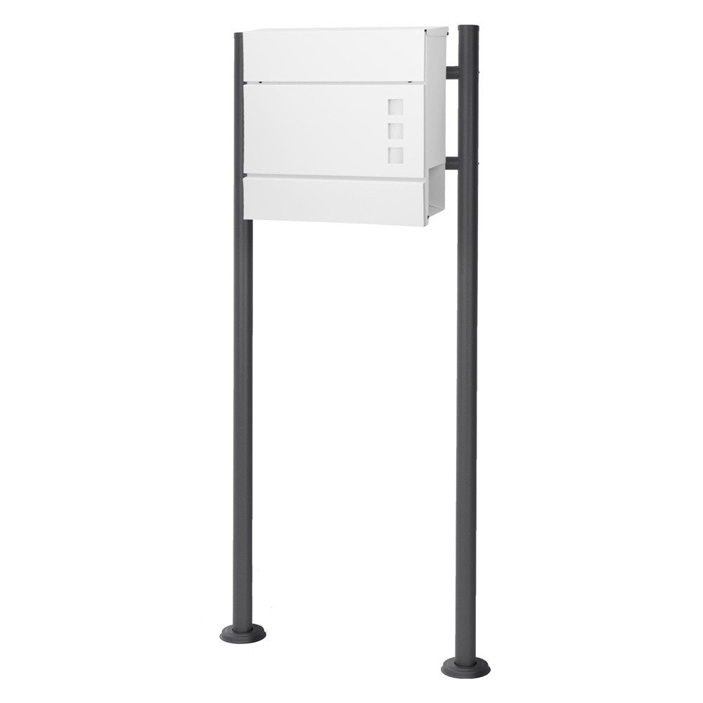 ML-DESIGN Standbriefkasten Wandbriefkasten Briefkasten Postkasten mit Zeitungsfach inkl. Standfuß, Briefkastenanlage mit Standfuß Anthrazit 120 cm Mailbox mit Pfosten