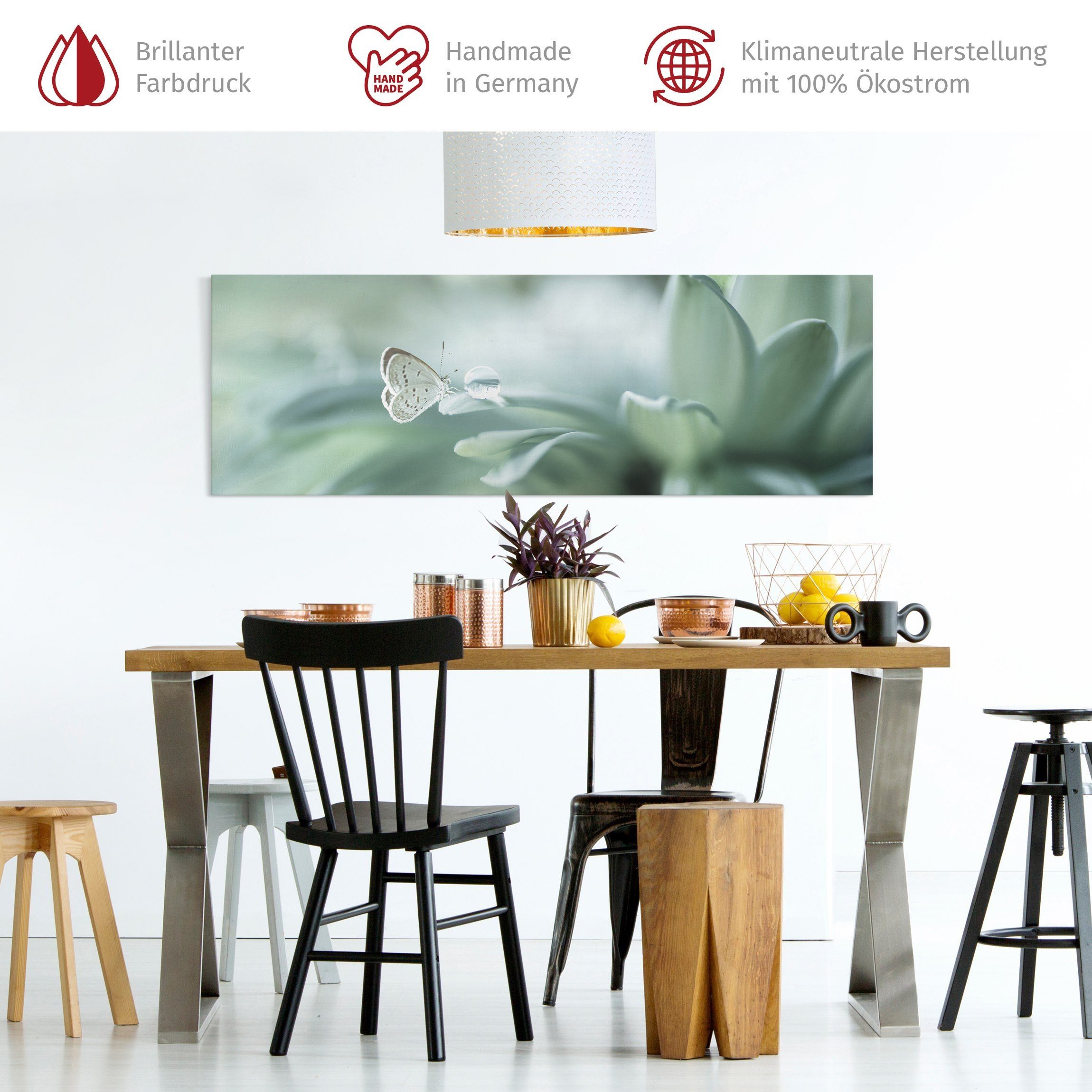 Bilderdepot24 Leinwandbild Blumen Modern Natur Schmetterling günstig online kaufen