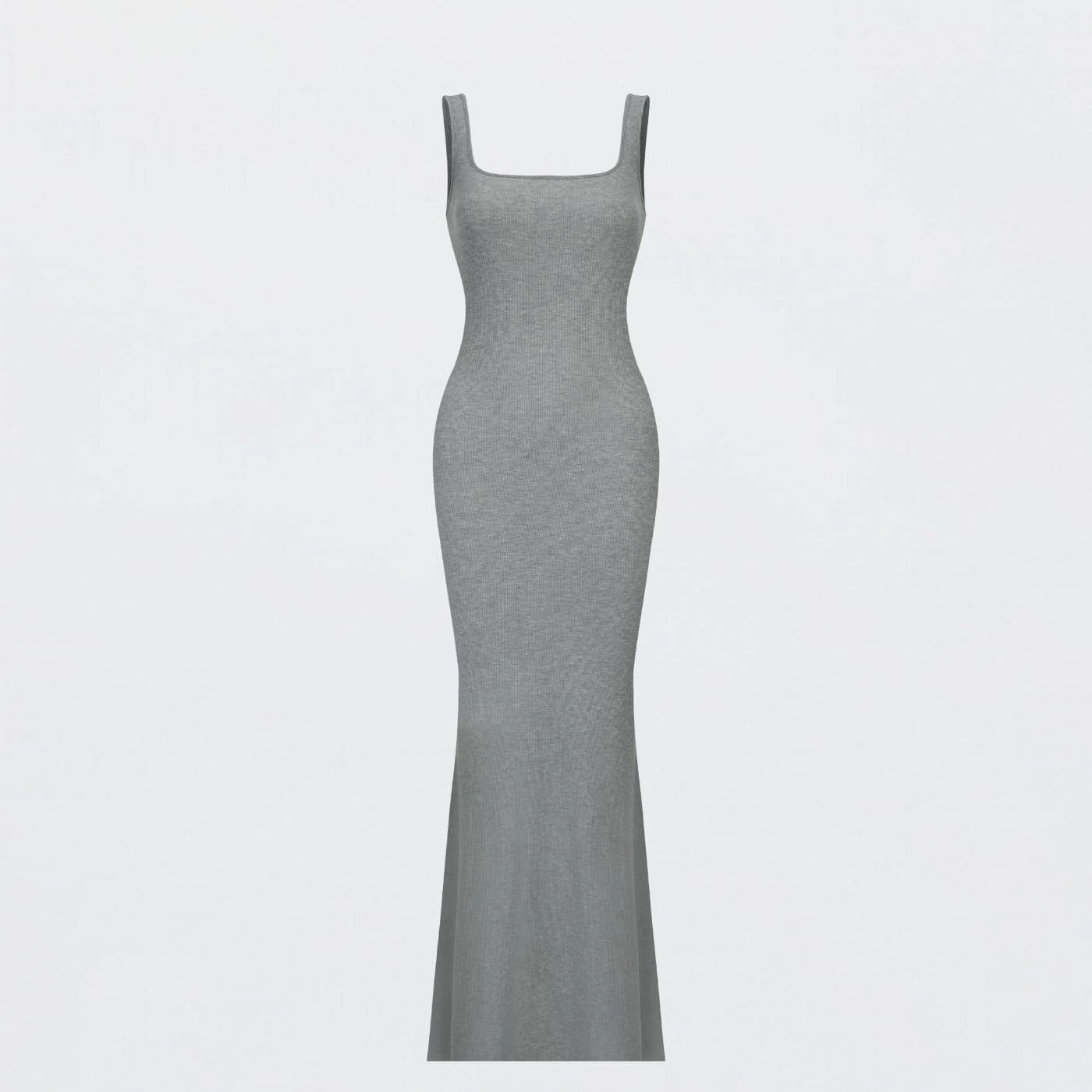 cfab by creamy fabrics Jerseykleid Ribbed Tank Top Maxikleid-Grey Melange-X günstig online kaufen