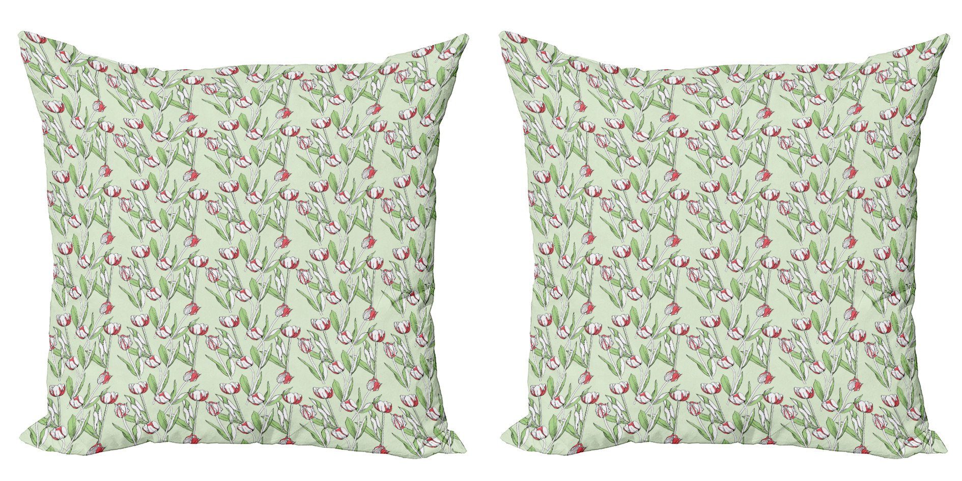 Kissenbezüge Modern Accent Doppelseitiger Digitaldruck, Abakuhaus (2 Stück), Botanisch Abstrakte Tulpen Muster