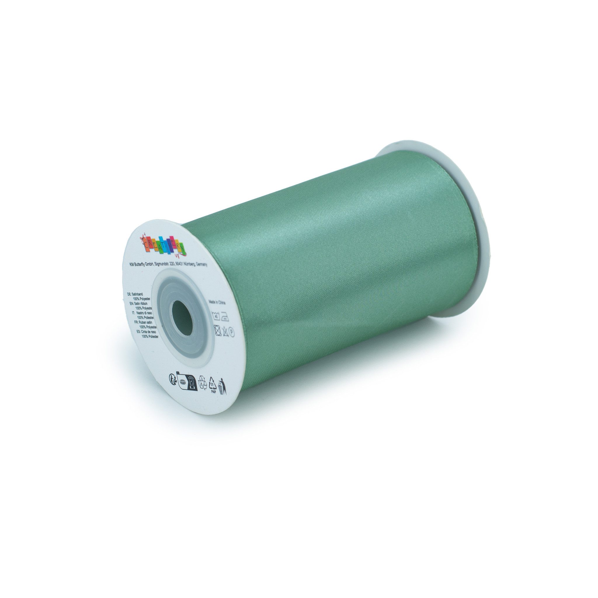 Creativery Satinband, Satinband 100mm x 10m Rolle Eukalyptus