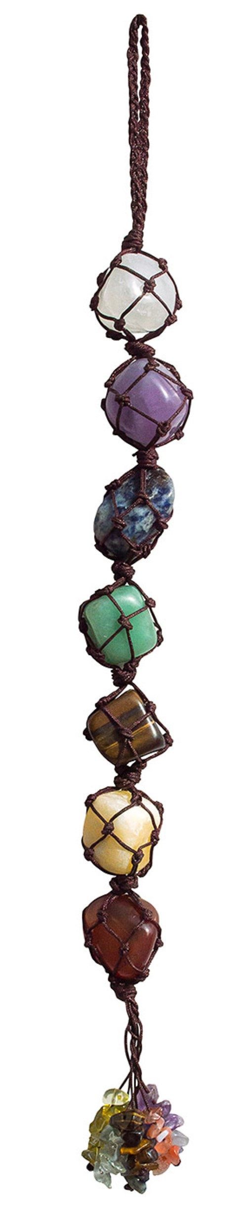 Saraswati Hängedekoration Edelstein Mobile "Chakra" Edelsteine geflochten 35cm