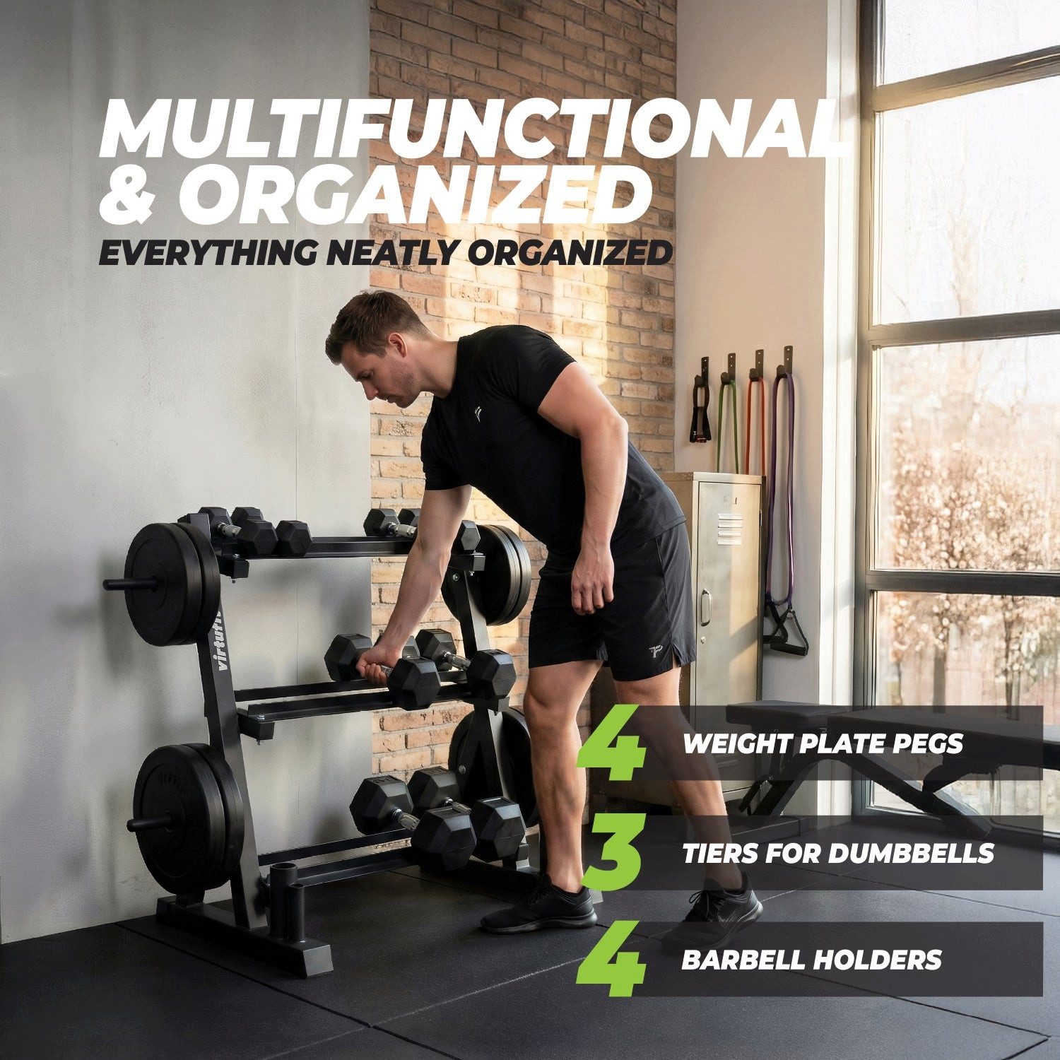 VirtuFit Kurzhantelständer VirtuFit Multifunktionales Aufbewahrungsregal für Hanteln und Scheiben