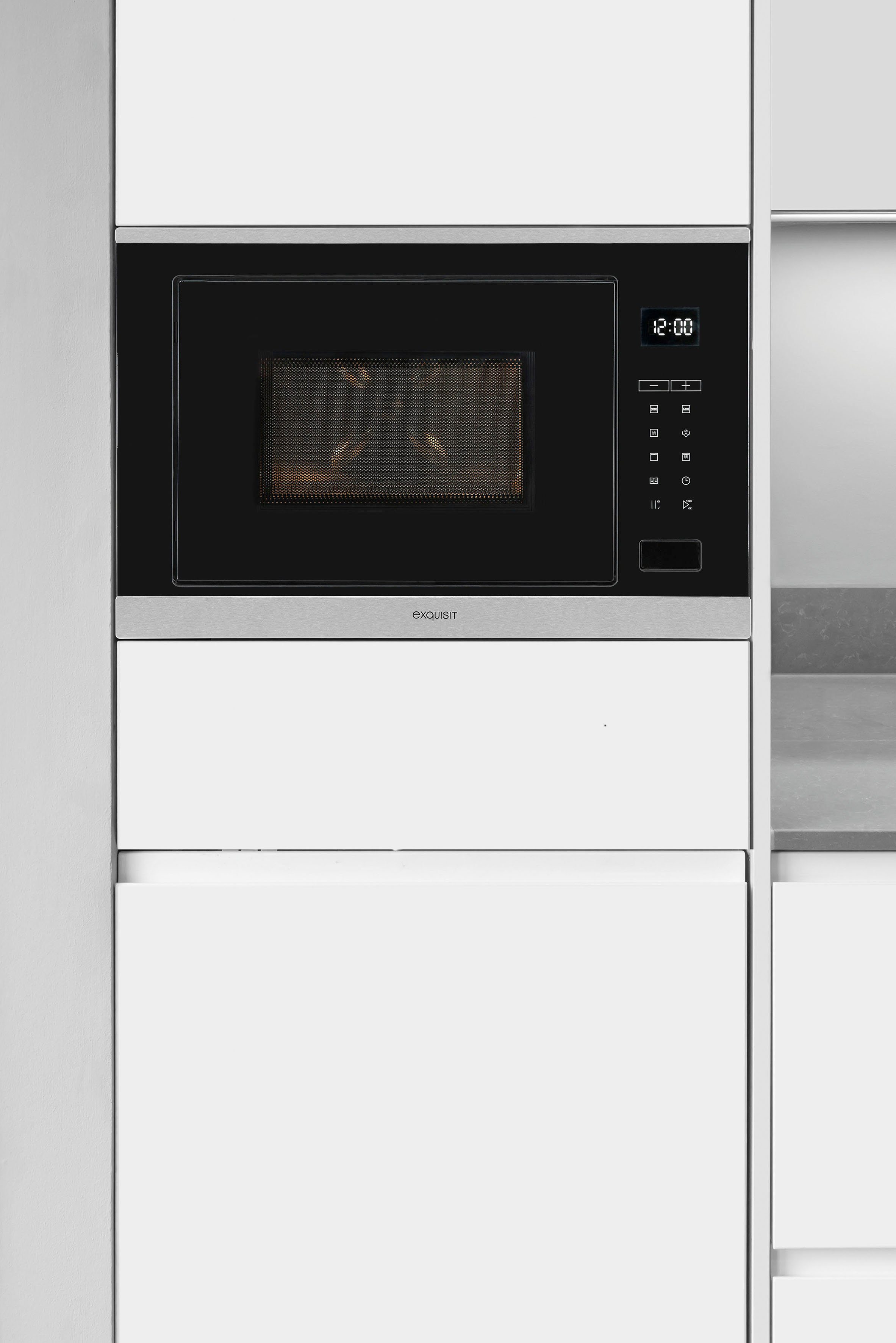 exquisit Einbau-Mikrowelle EMW25-G-020, Grill, Mikrowelle, 25 l, 2-in-1 Gerät: Aufwärmen oder Grillen – Genuss im Handumdrehen