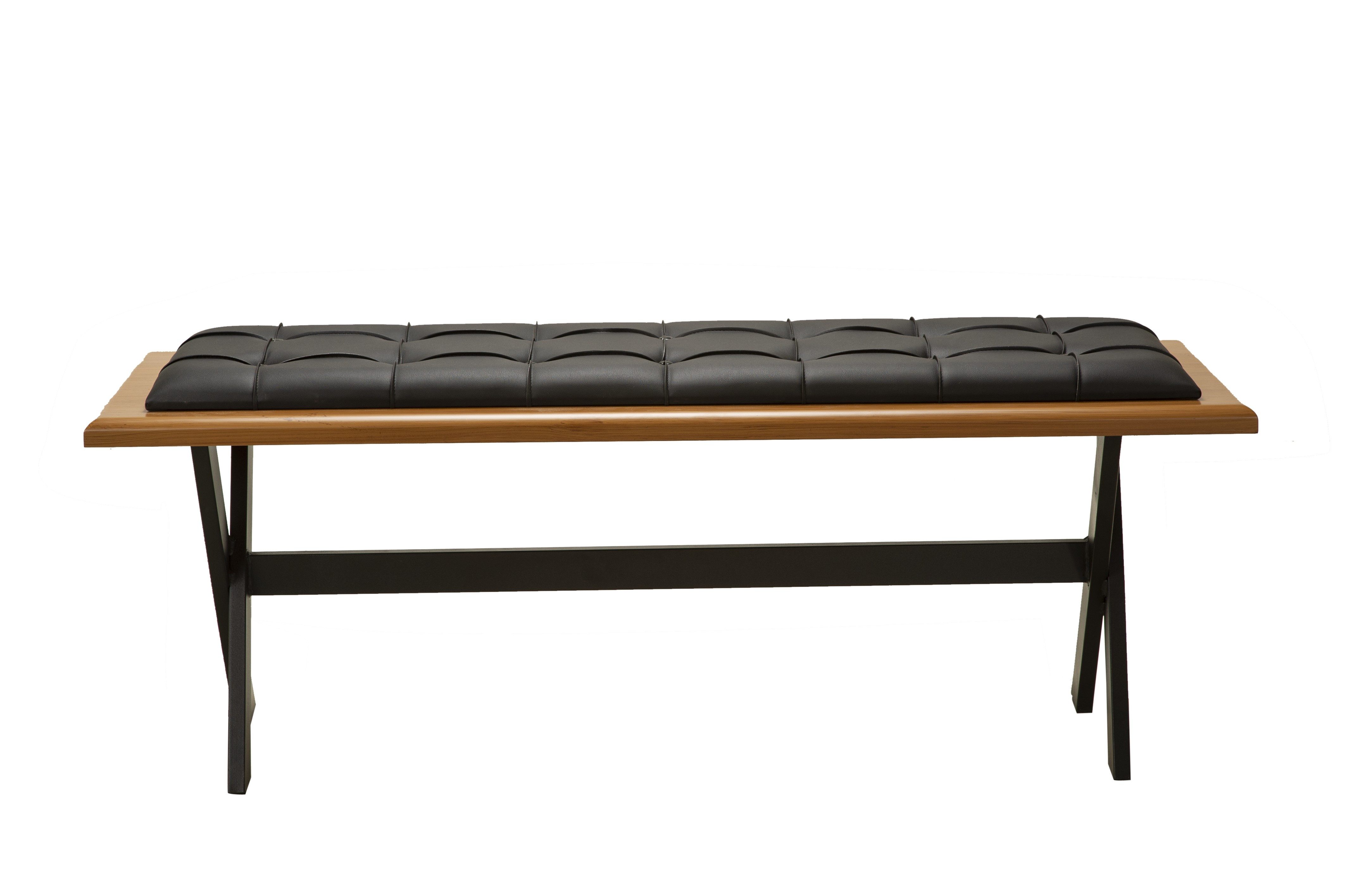 Stuhlmann Sitzbank Cambridge (mb801, 1-St., Bank), Design Sitzbank mit Lederpolster & Massivholz – Modern Industrial Stil