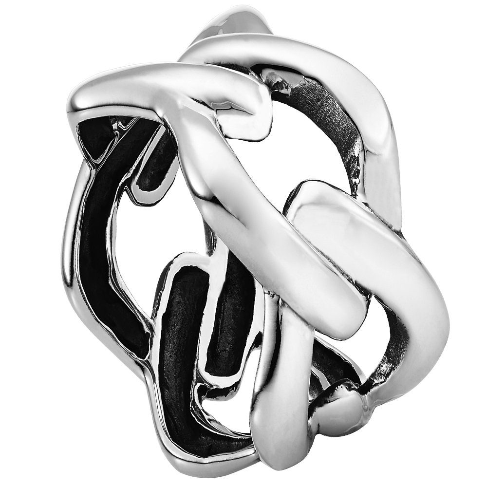 Vinani Silberring, Vinani Ring Design Silber verschlungen Panzerkette glänzend 2RTU Sterling breit 925