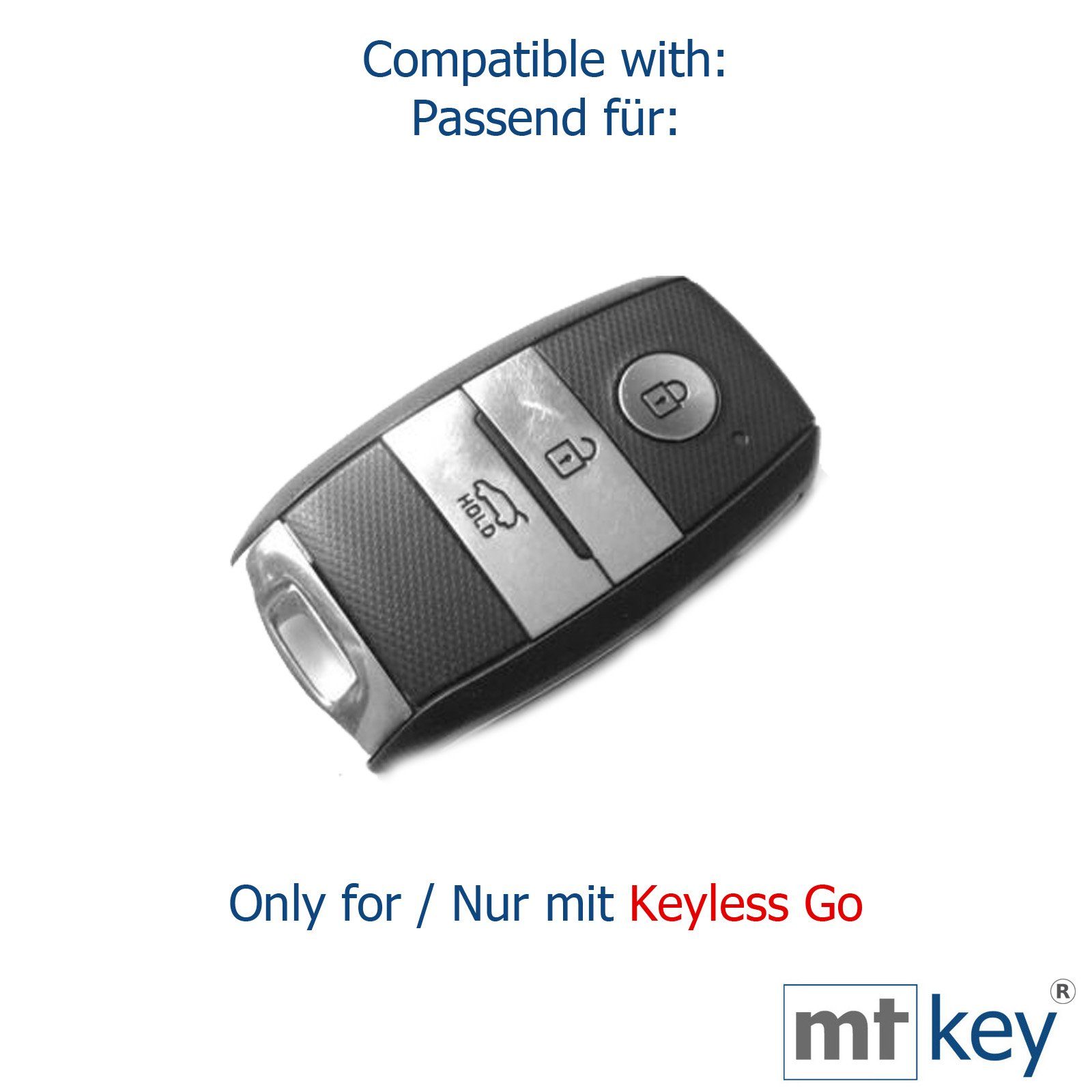 KIA 3 Rio Soul Silikon Schlüsseltasche Ceed Schutzhülle Tasten mt-key Weiß, Autoschlüssel Sportage Stonic Softcase KEYLESS Picantio für