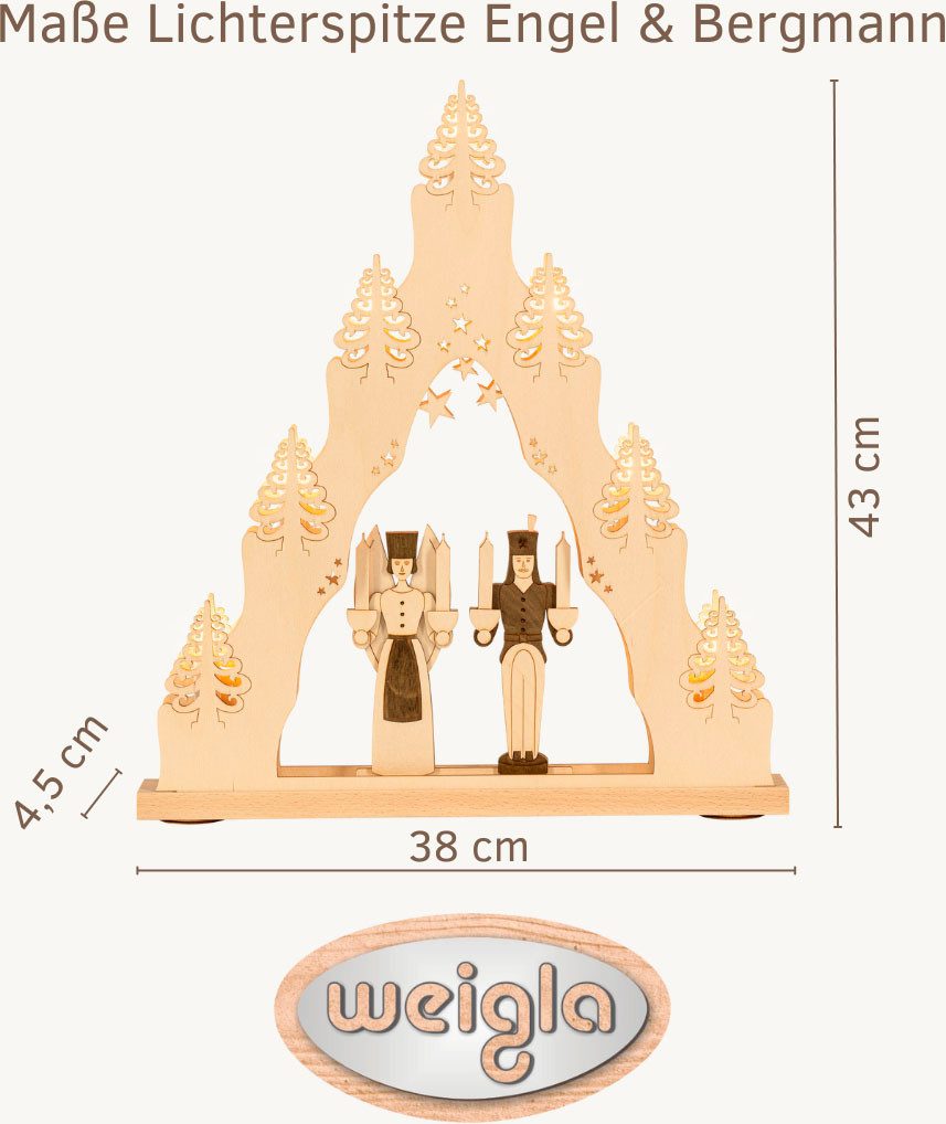 Weigla LED Schwibbogen Engel & Bergmann, Lichterspitze aus Holz, NATUR-BRAU günstig online kaufen