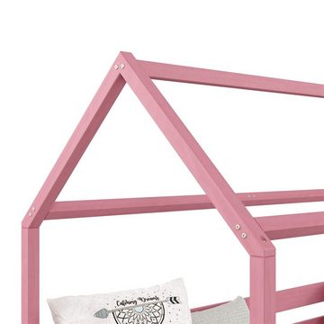 IDIMEX Kinderbett FINA, Hausbett Montessori Kinderbett Tipibett 90 x 200 Kiefer in rosa