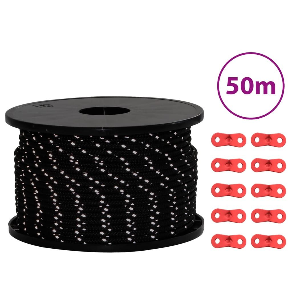 vidaXL Zeltleine Reflektierend mit Seilspannern 50 m 5 mm Abspannleine (1-tlg)