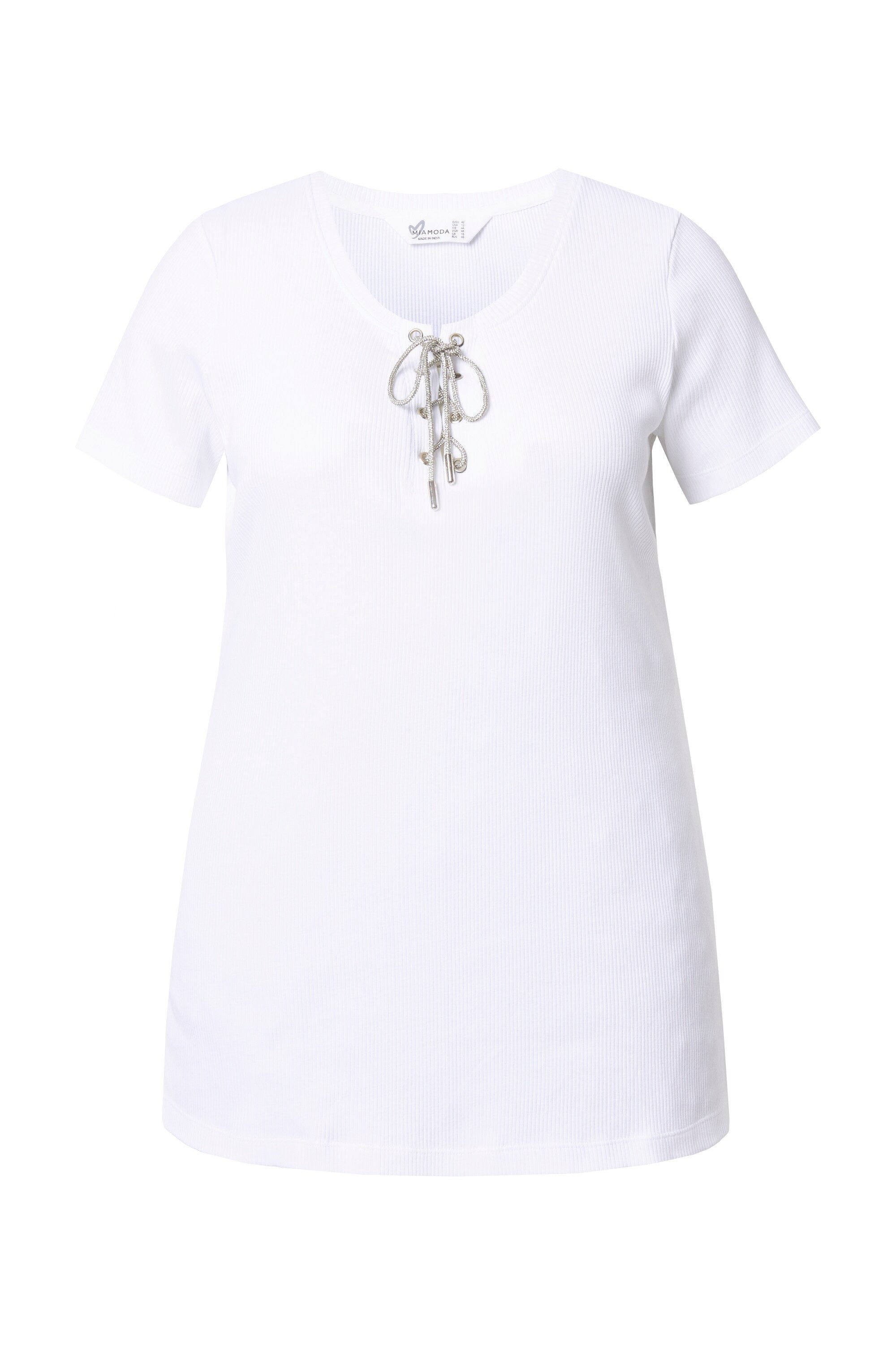 MIAMODA T-Shirt T-Shirt Slim Fit Glitzersteinchen-Bindeband günstig online kaufen