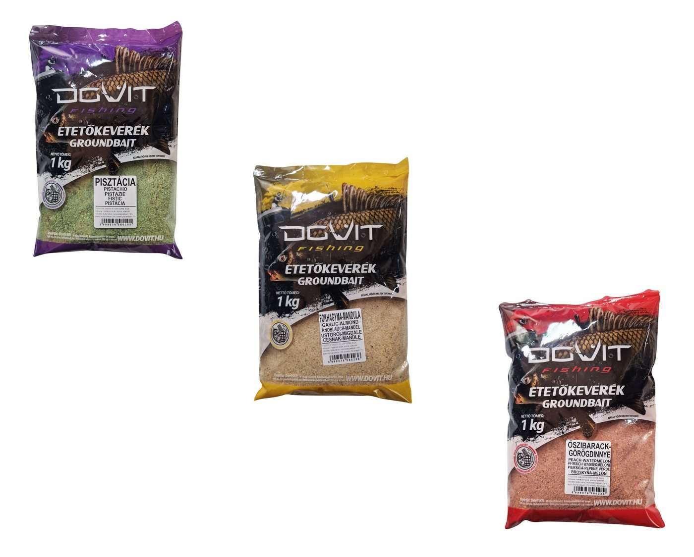 DOVIT FISHING Kunstköder 3er Spar-Set Grundfutter 3kg - ver. Aromen Feeder Karpfenfutter Set 2, (Spar-Set), Für Karpfen, Brassen, Schleien, Rotaugen, Karausche, Graskarpfen