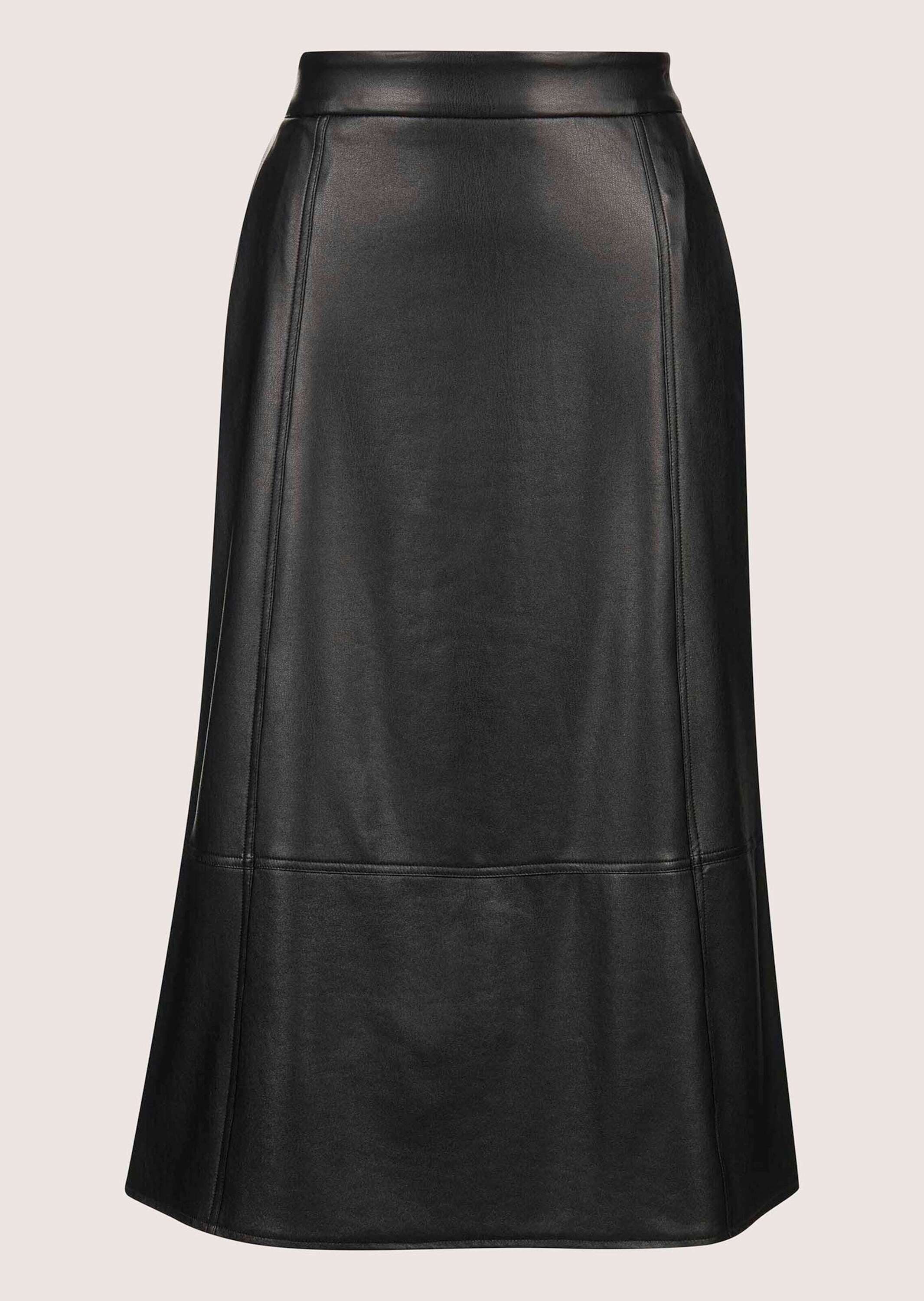 MADELEINE Maxirock Leder-Look Midi-Rock mit Reißverschluss Unifarbenes Design mit praktischem rückseitigem Zipper – Bild 5 von 5