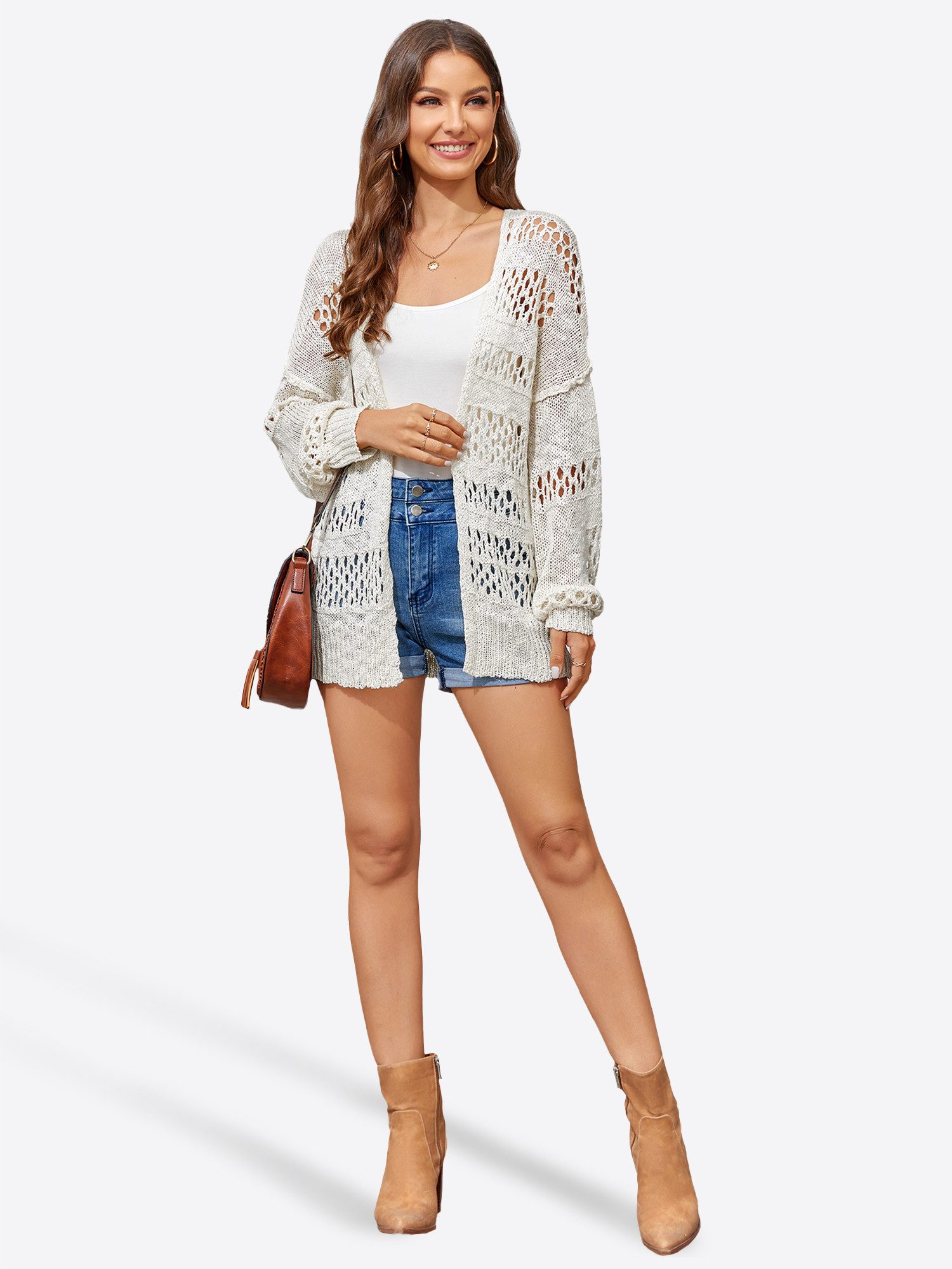 Imily Bela Longstrickjacke Damen Boho Oberbekleidung (Packung, 1-tlg., 1per-Pack) Häkeln