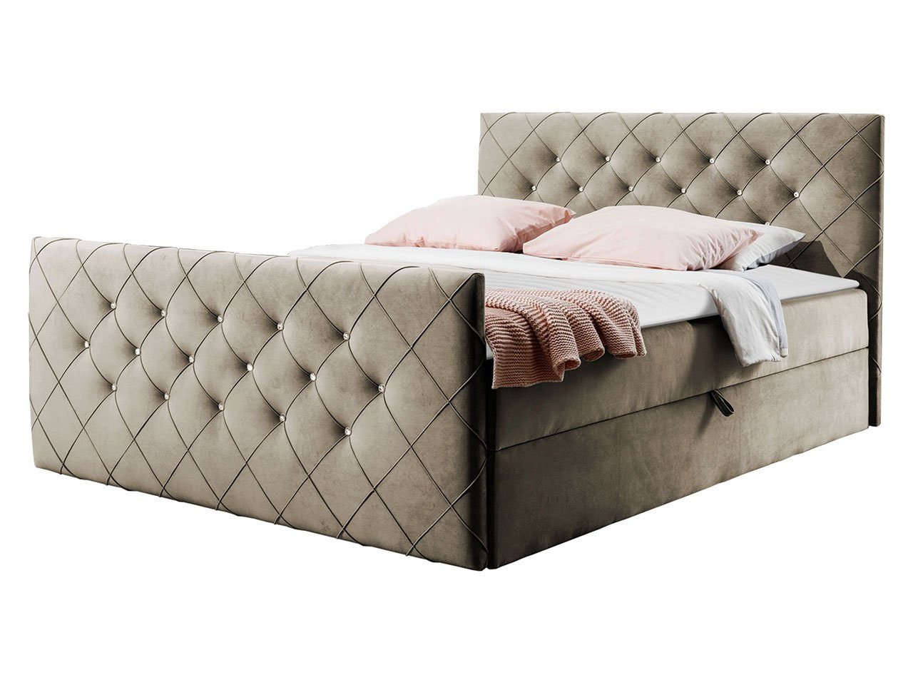 MIRJAN24 Boxspringbett Malaga (Polsterkopfteil, Fußteil, Matratze günstig online kaufen