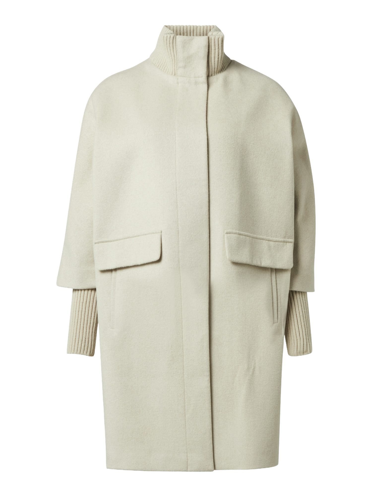 comma Strickmantel braun,Outdoor,Wolle,Unifarben,Stehkragen,Lang,Regular Fit