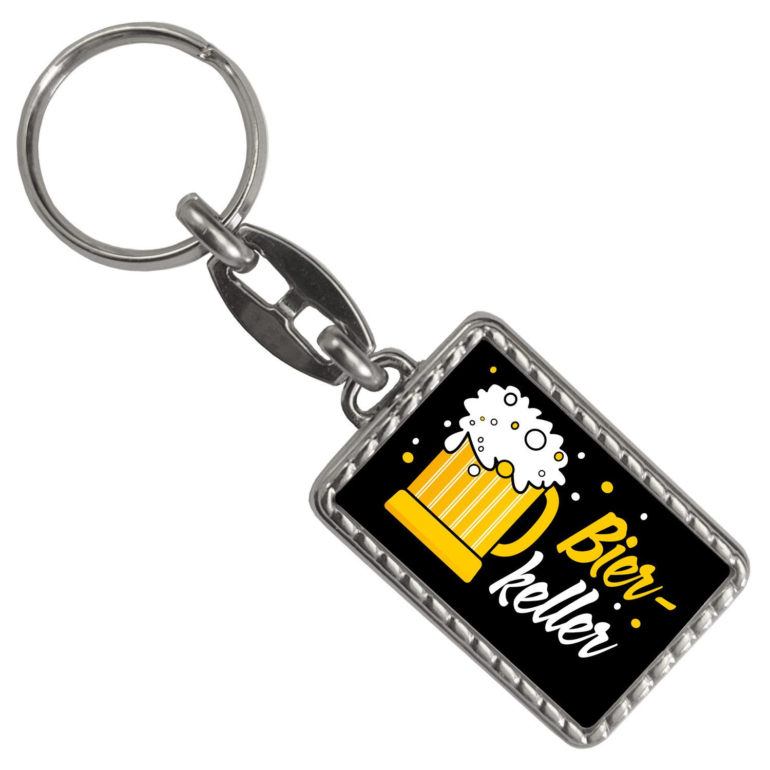 Schlüsselanhänger Bierkeller Bierkrug Schlüsselanhänger mit Bordüre in schwarz für
