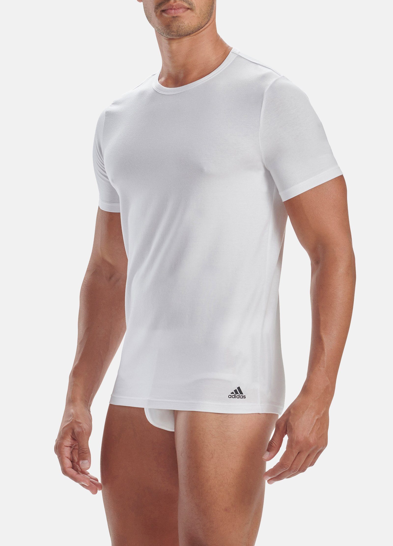 Performance Crew White (4PK) T-Shirt Poloshirt Neck adidas
