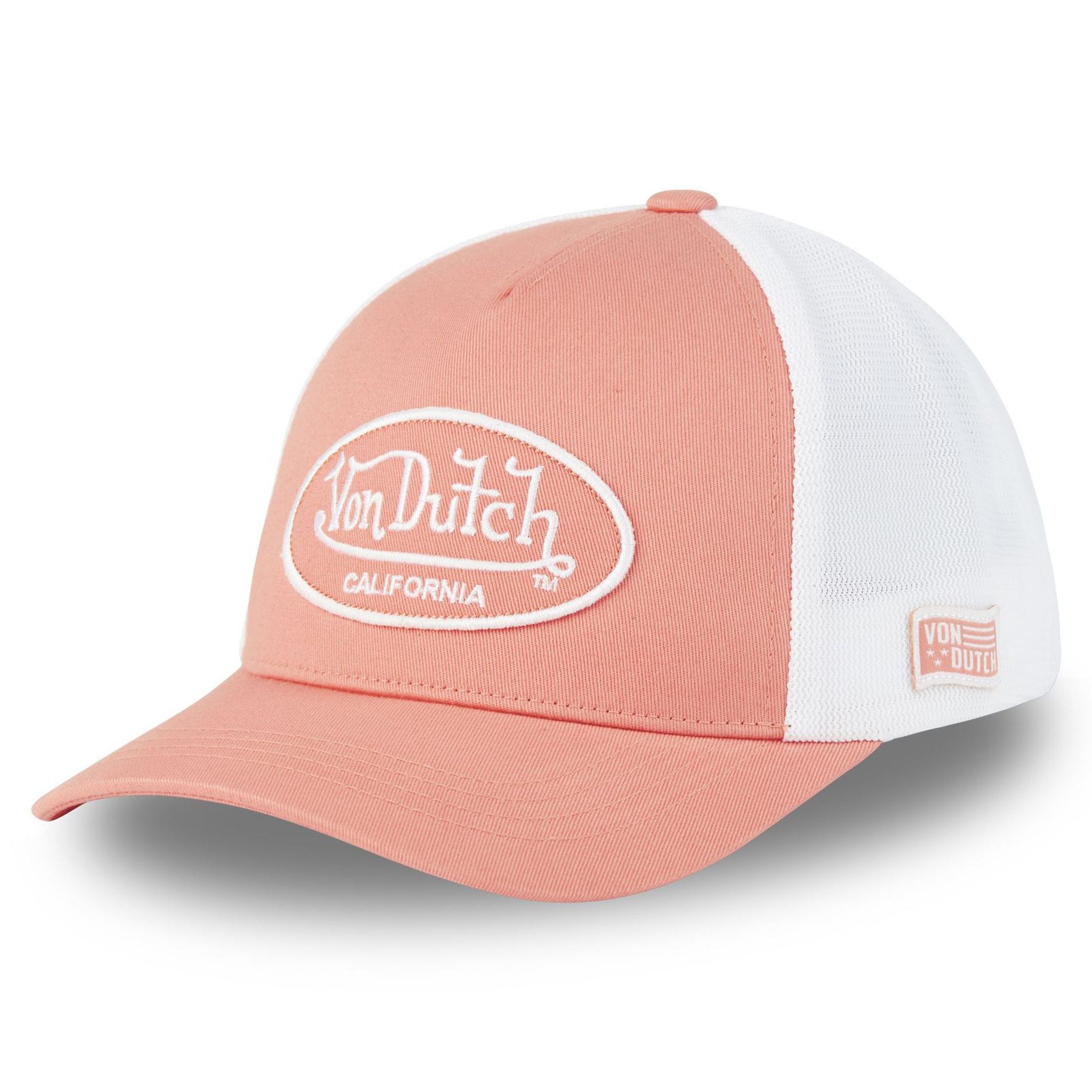 Von Dutch Trucker Cap Von Dutch Originals Trucker Cap CALIFORNIA Twill Embroidery Rose/White (Basecap, Basecap, Meshcap, Trucker Kappe)
