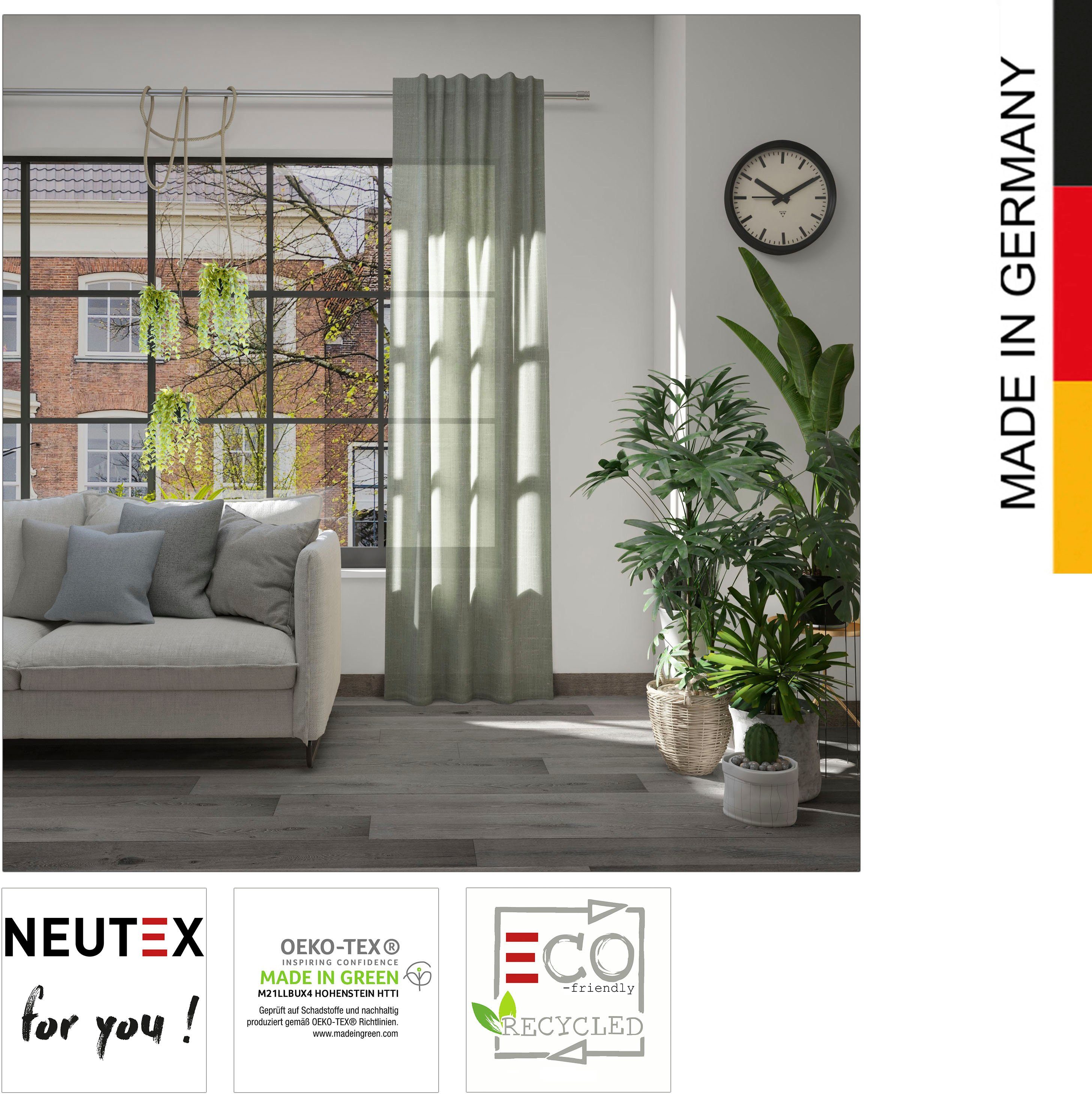 Vorhang Leon Eco, Neutex for halbtransparent, you!, Multifunktionsband nachhaltig lindgrün (1 St)