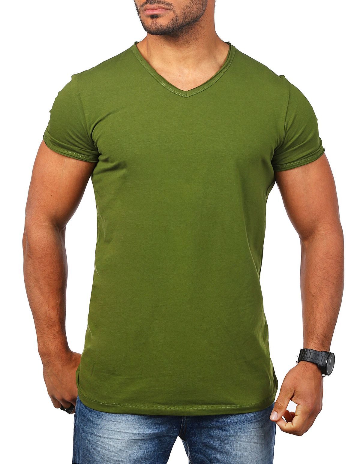 CARISMA T-Shirt Herren Uni Basic 4066 tief-breit geschnittener Ausschnitt v günstig online kaufen