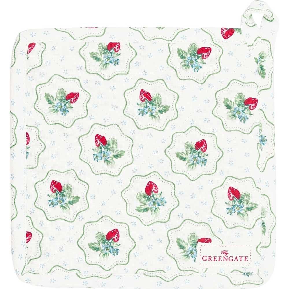 Greengate Topflappen Greengate Topflappen BERRY PETIT Weiß mit Erdbeeren 2er Set