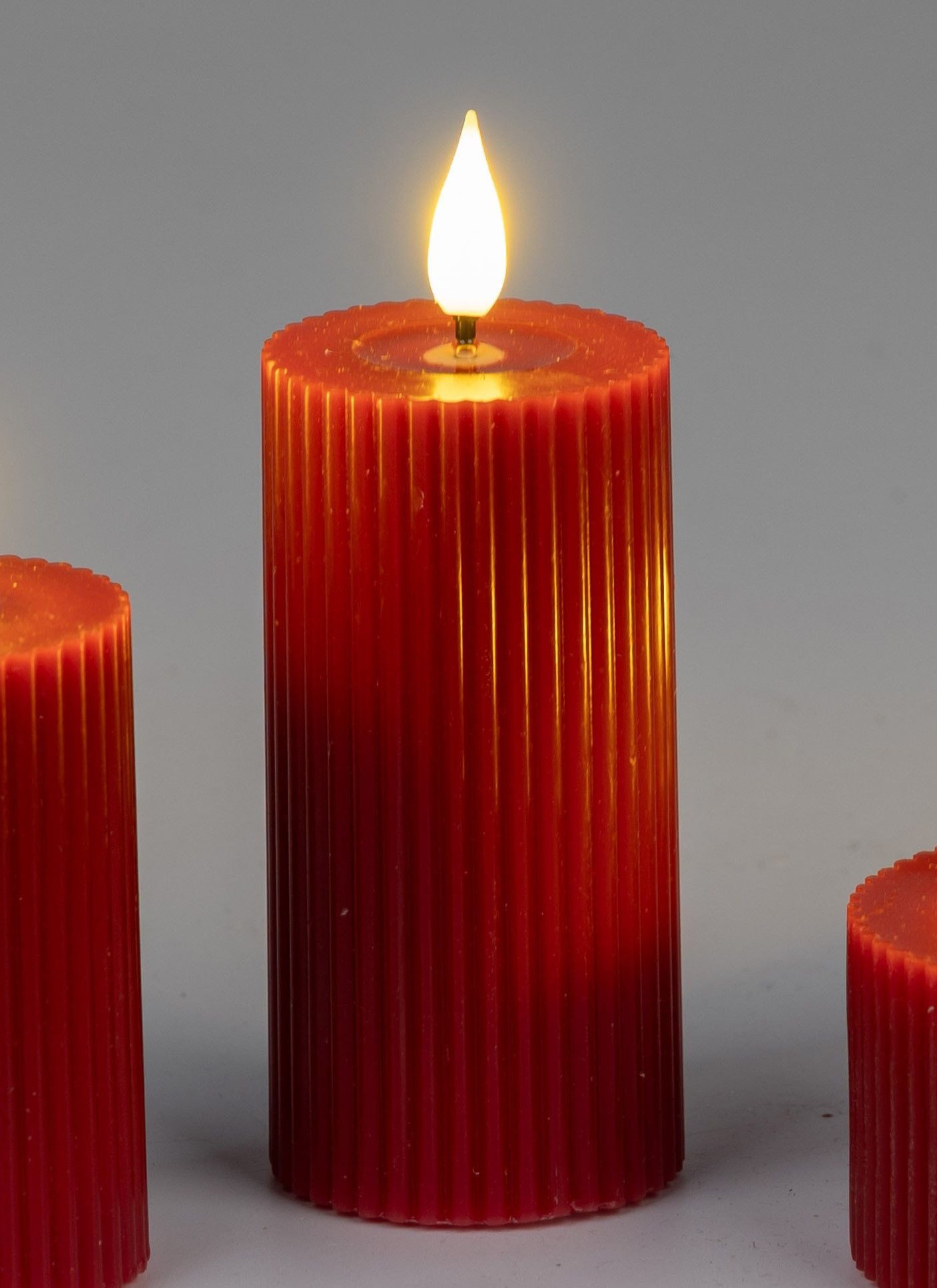 formano LED-Kerze, Farbe: Rot, Motiv: Rillen günstig online kaufen