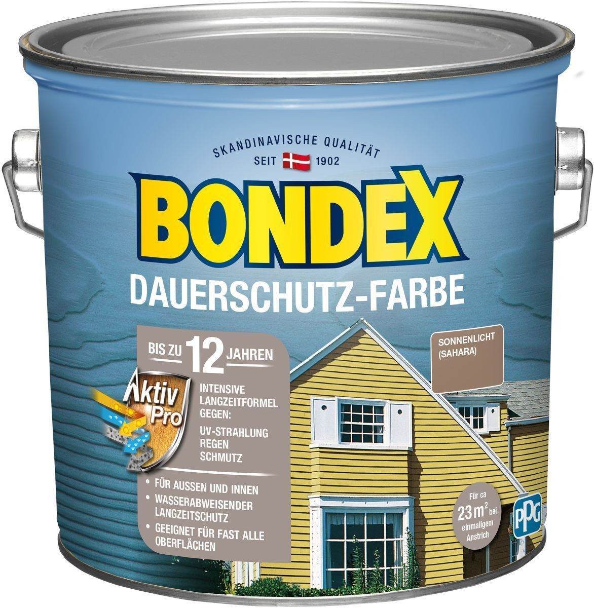 Bondex Wetterschutzfarbe Dauerschutz Farbe Außen Holzfarbe, 2,5 l, 11 Farben, Hochdeckend