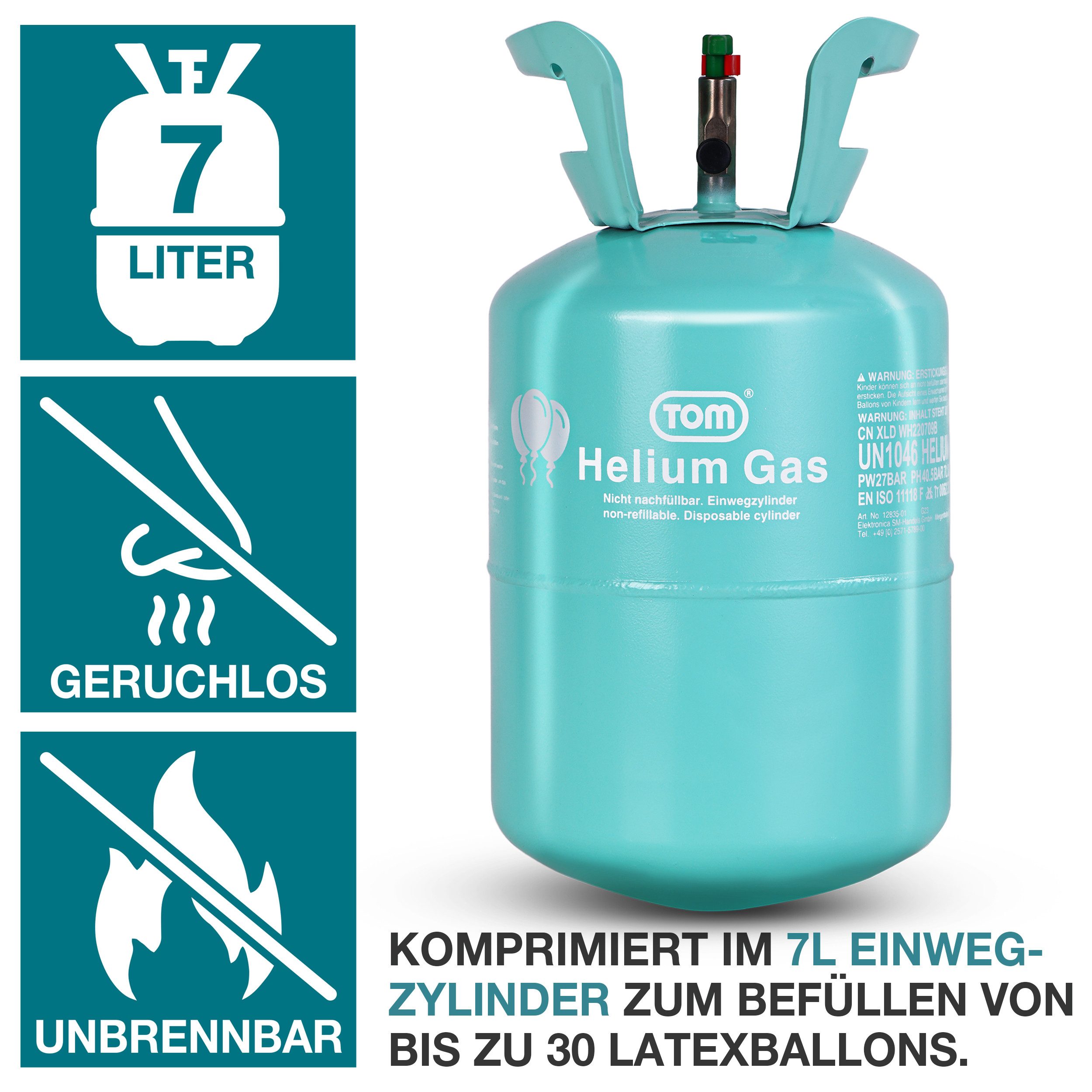 TOM Helium für Ballons mit 100m Schnur und Einfülldüse, 7 Liter, Europa, Fü günstig online kaufen