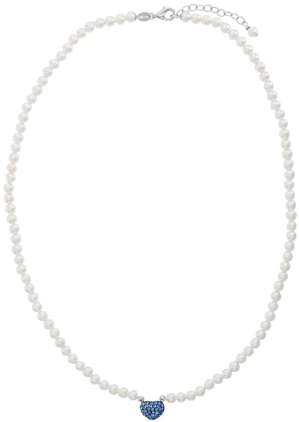 Amor Kette mit Anhänger Herz, Trachtenschmuck, Volksfest, mit Kristallglas - mit Muschelkernperle