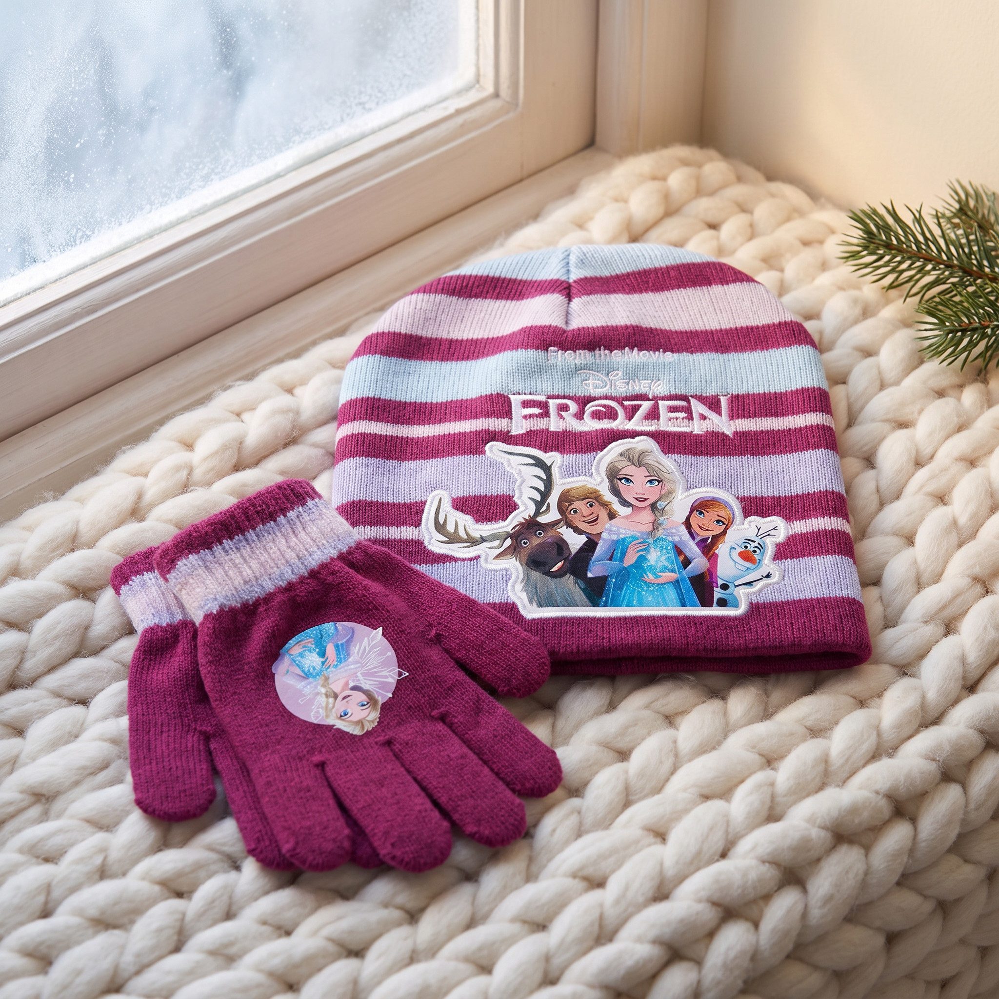 Disney Schlupfmütze Disney Die Eiskönigin Elsa Kinder Herbst Wintermütze plus Handschuhe (2-St) Gr. 53 bis 55 – Bild 4 von 4