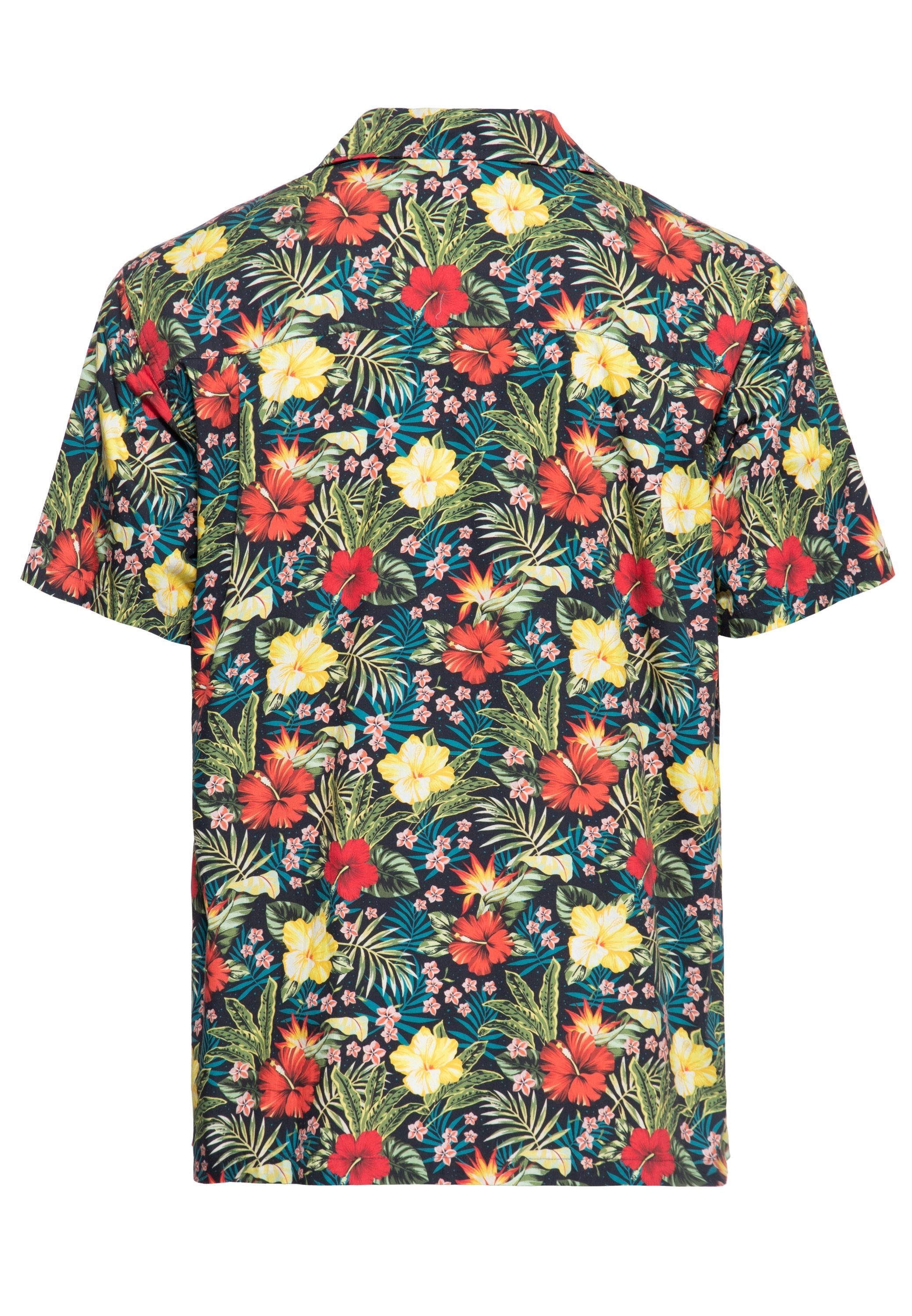 KingKerosin Kurzarmhemd mit Tropical Hawaiian Style günstig online kaufen