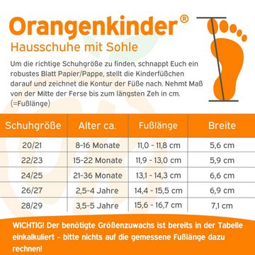 Orangenkinder® Trecker mit Sohle Kinder Hausschuh pflanzlich gegerbtes Leder, Made in Germany, Kindergartenschuh
