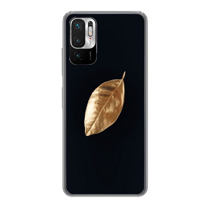 MuchoWow Handyhülle Blätter - Schwarz und Gold - Luxus - Natur - Pflanzen Phone Case Handyhülle Xiaomi Redmi Note 10 5G Silikon Schutzhülle