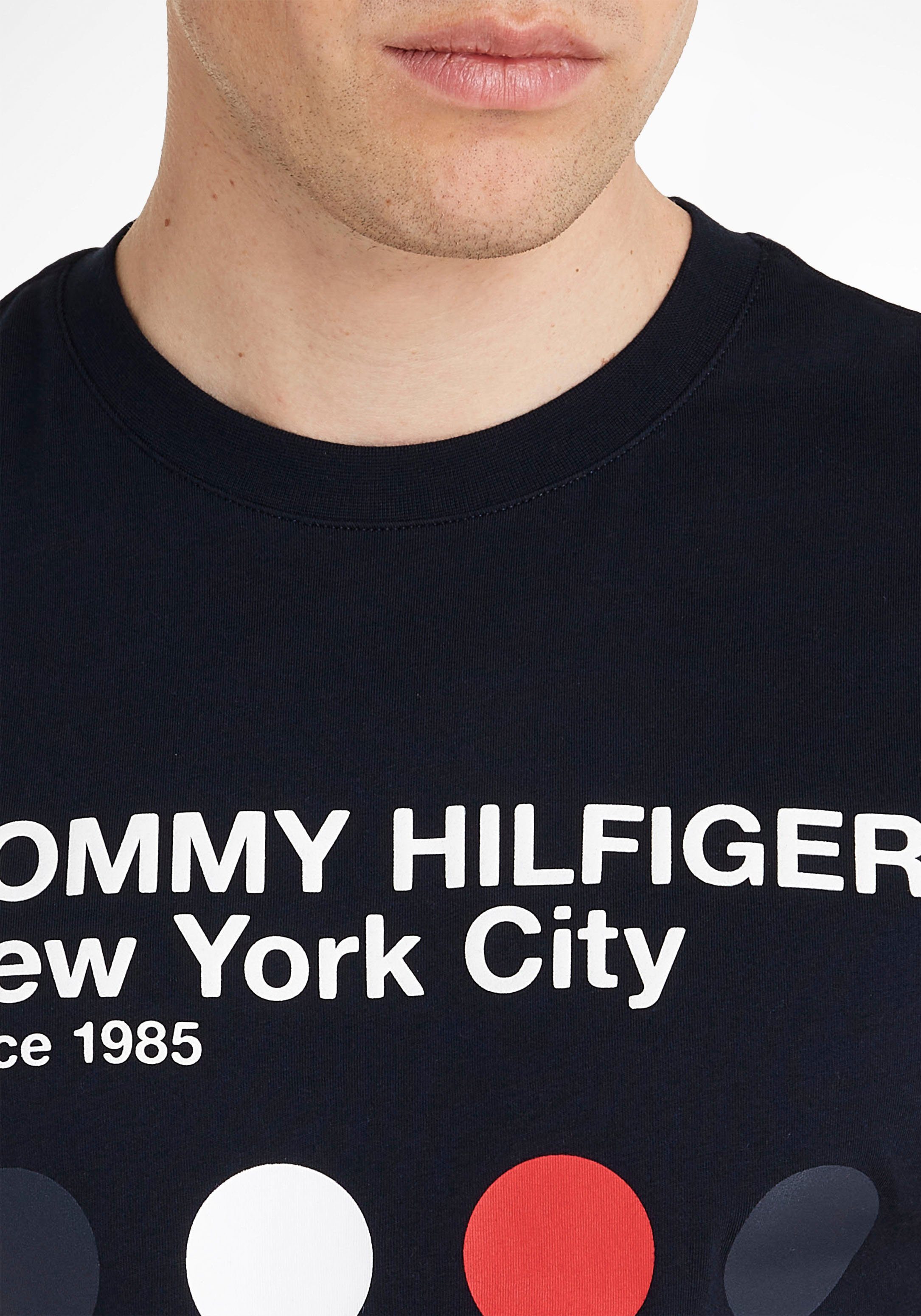 GRAPHIC Tommy inspiriertem T-Shirt DOT Metro METRO Druck blau Hilfiger mit TEE