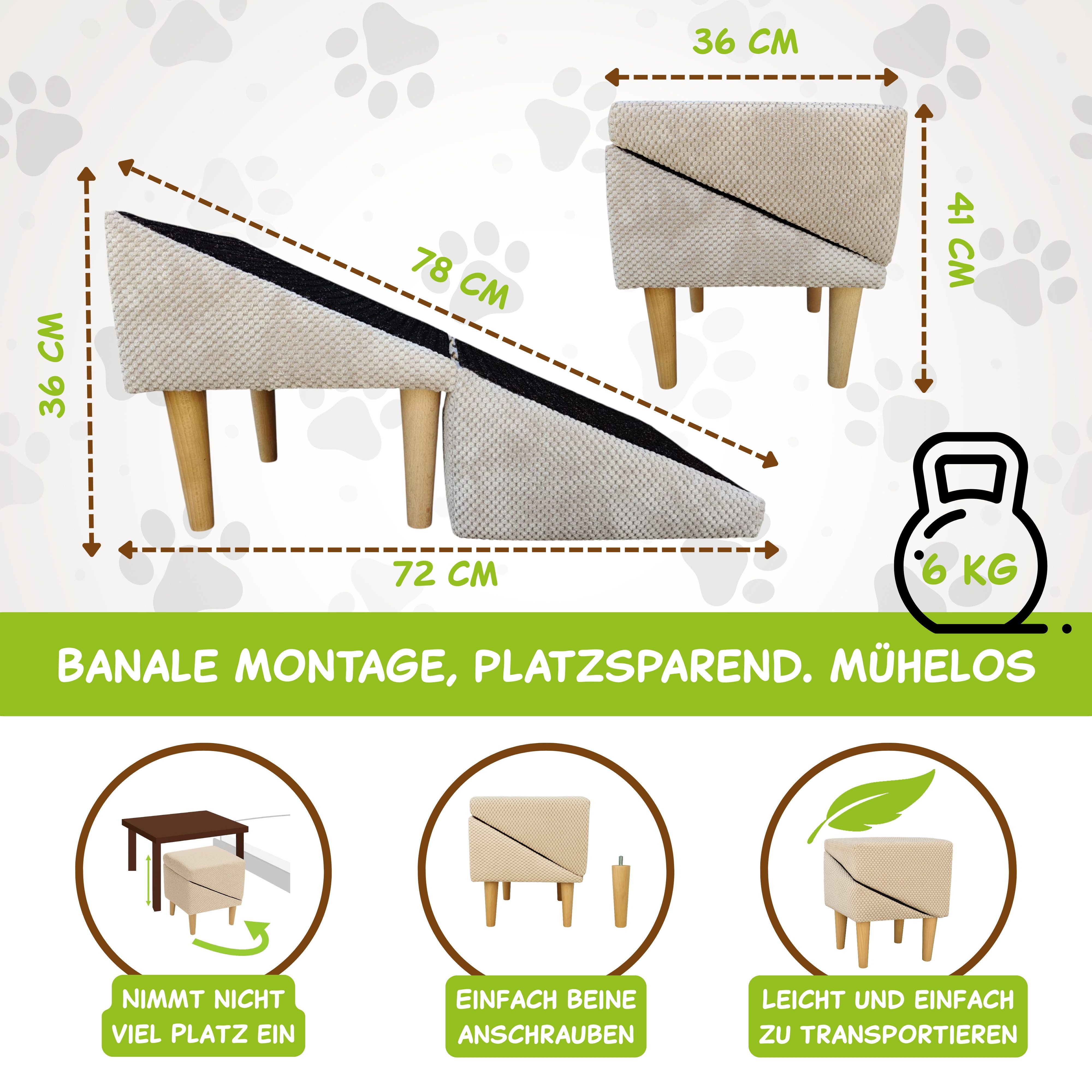 Outentin Haustiertreppe Klappbar, rutschfest, 36 cm günstig online kaufen
