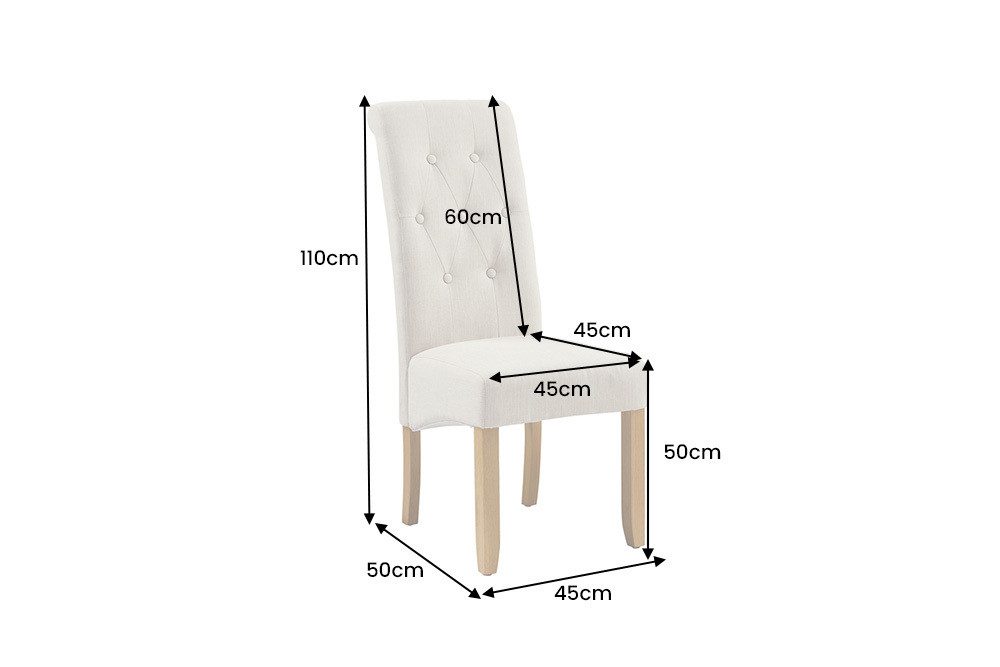 riess-ambiente Esszimmerstuhl CASA beige - Leinen, Massivholzbeine, mit Zierknöpfen und Nackenrolle (Einzelartikel, 1 St), Polsterstuhl mit Ziersteppung - ideal für Küche, Wohn- und Essbereich