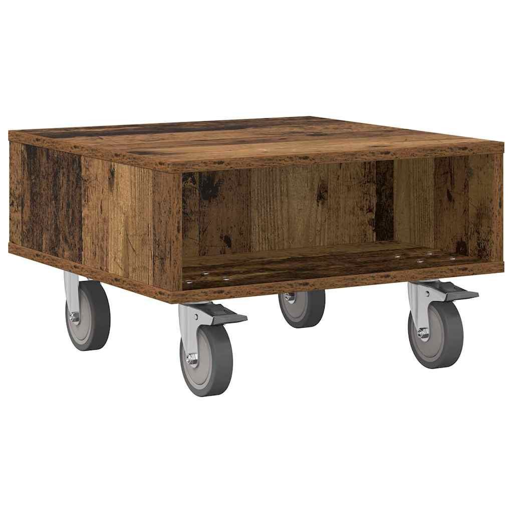 vidaXL Beistelltisch Beistelltisch mit Rädern Altholz 50,5 x 50 x 30 cm (1-St)