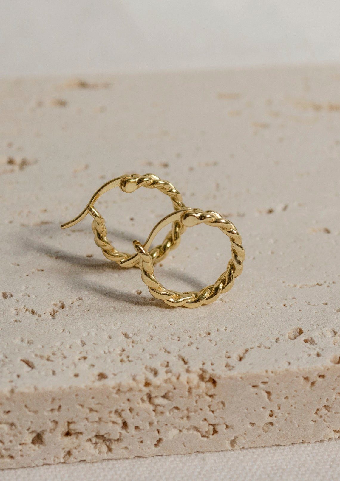Hey Happiness Paar Creolen Silber 925 Damen geflochten, 18K Roségold Vergoldet Runde Silber Ohrringe, Geschenk Idee