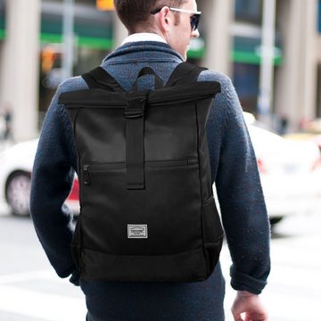 TAN.TOMI Laptoprucksack Rolltop Rucksack Wasserdicht für Damen & Herren, Großer, mit 17 Zoll Laptopfach & Anti Diebstahl Tasche Fahrradrucksack