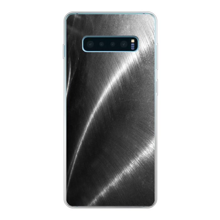 MuchoWow Handyhülle Metalldruck - Silber - Schwarz - Weiß Phone Case Handyhülle Samsung Galaxy S10 Lite Silikon Schutzhülle