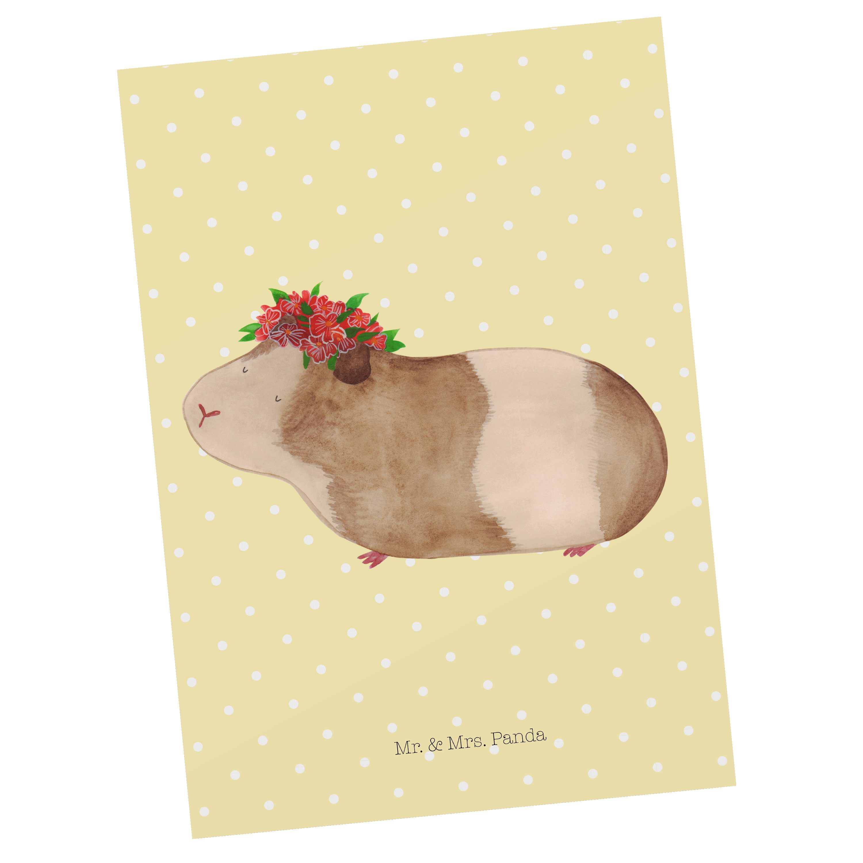 Mr. & Mrs. Panda Postkarte »Meerschweinchen weise Gelb Pastell süße