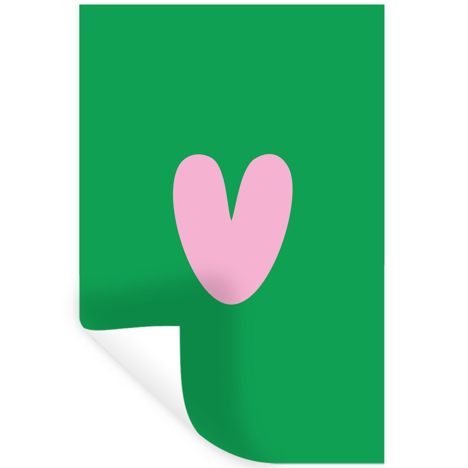 MuchoWow Wandsticker Grün - Herz - Minimalistisch - Valentinstag (1 St), Wandaufkleber, Selbstklebend, Wohnzimmer, 20x30 cm