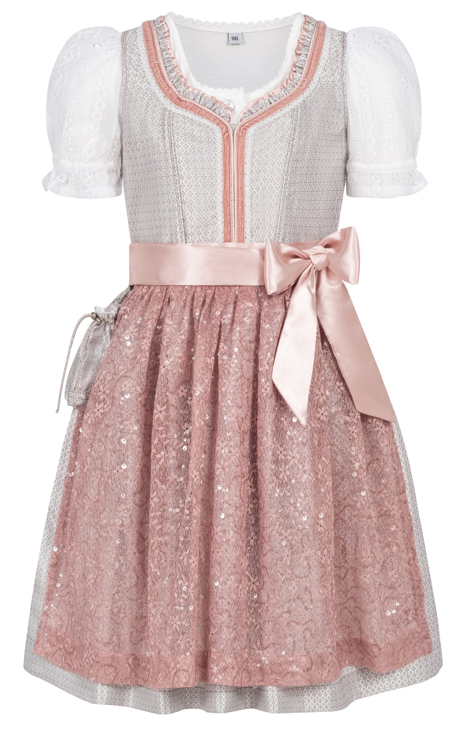 Nübler Dirndl Kinderdirndl Lina in Taupe von Nübler - Rocklänge knielang