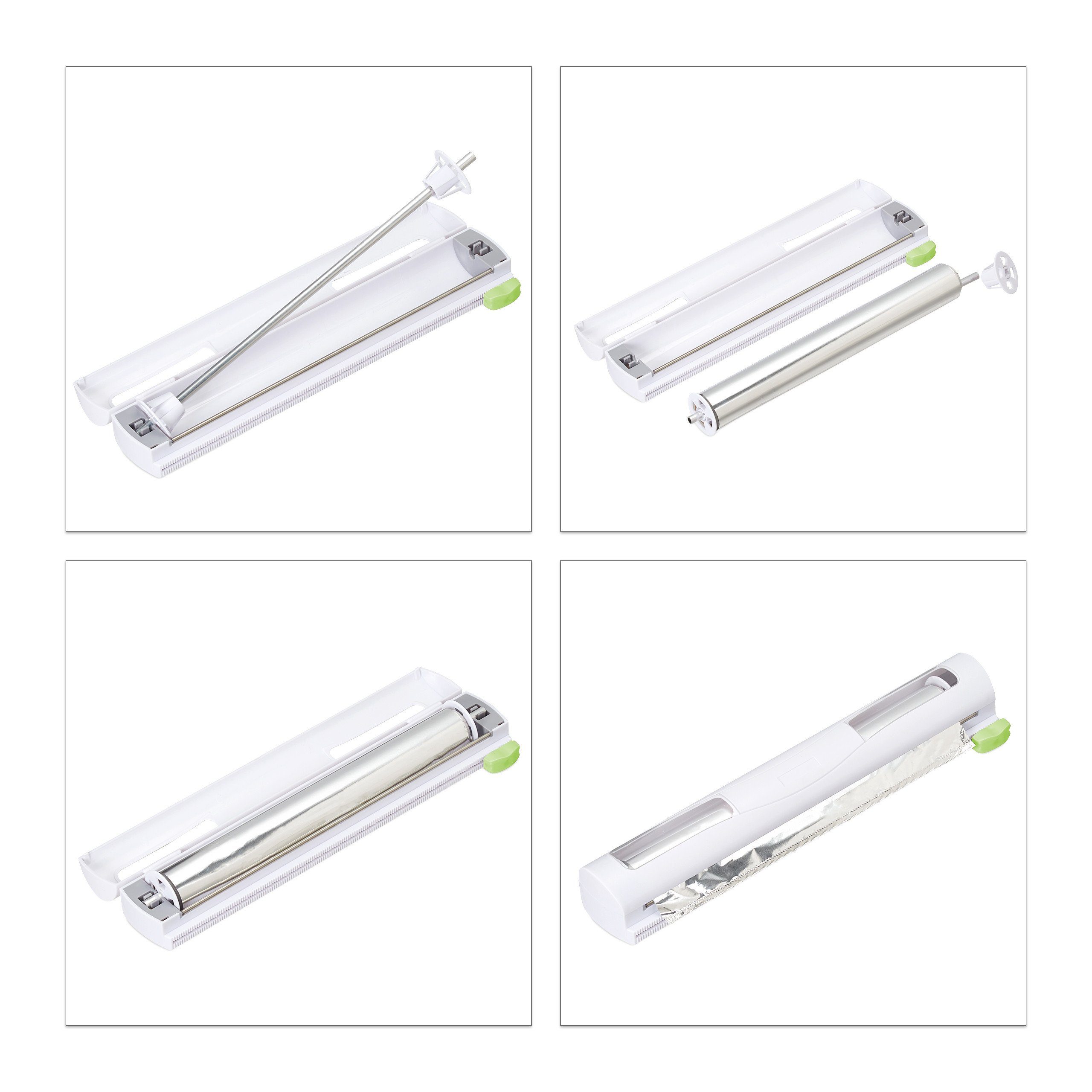 relaxdays Folienspender Folienschneider 2er Set magnetisch