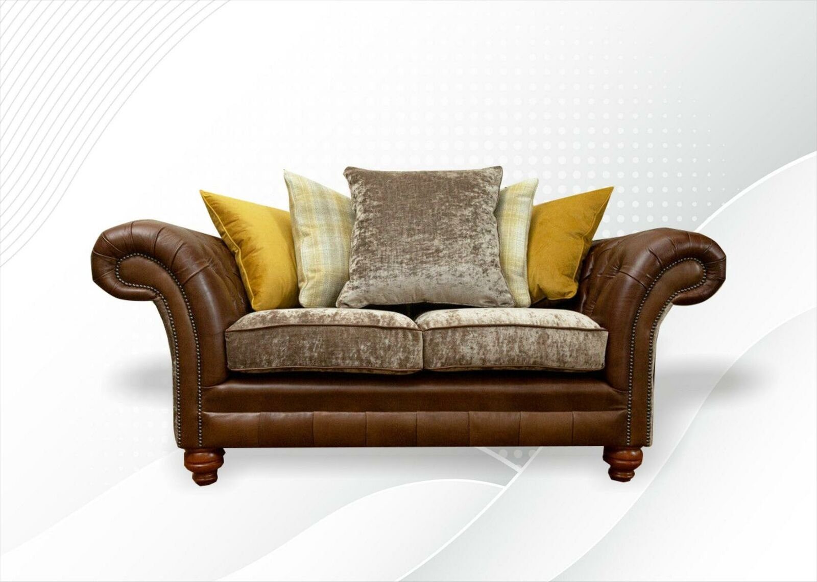 JVmoebel Chesterfield-Sofa, Chesterfield 2 Sitzer Braun Leder Wohnzimmer Modern Design Couchen Sofa Luxus